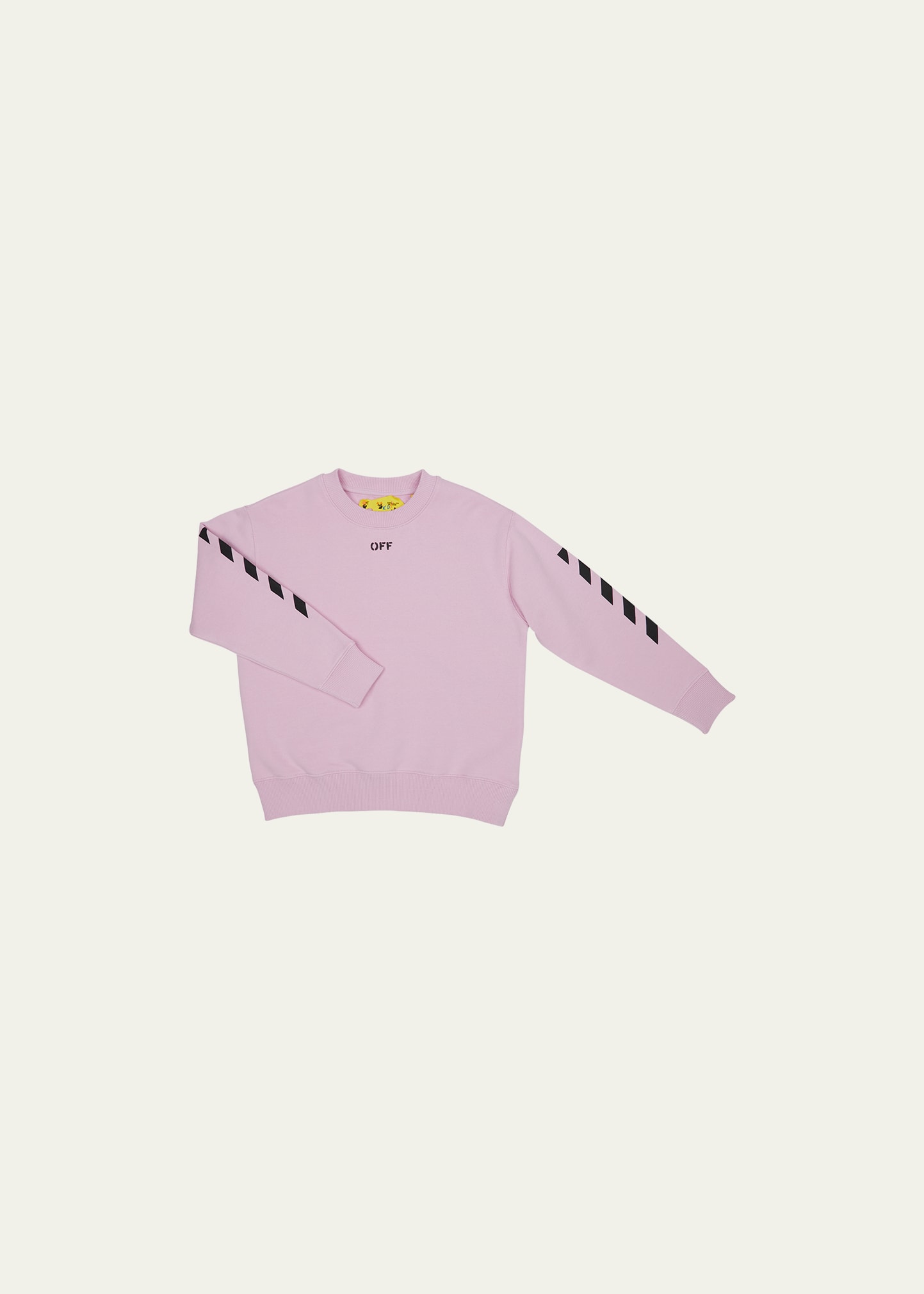 Off-white Kids' Girl's Stamped Logo Crewneck Sweater In Pink Black