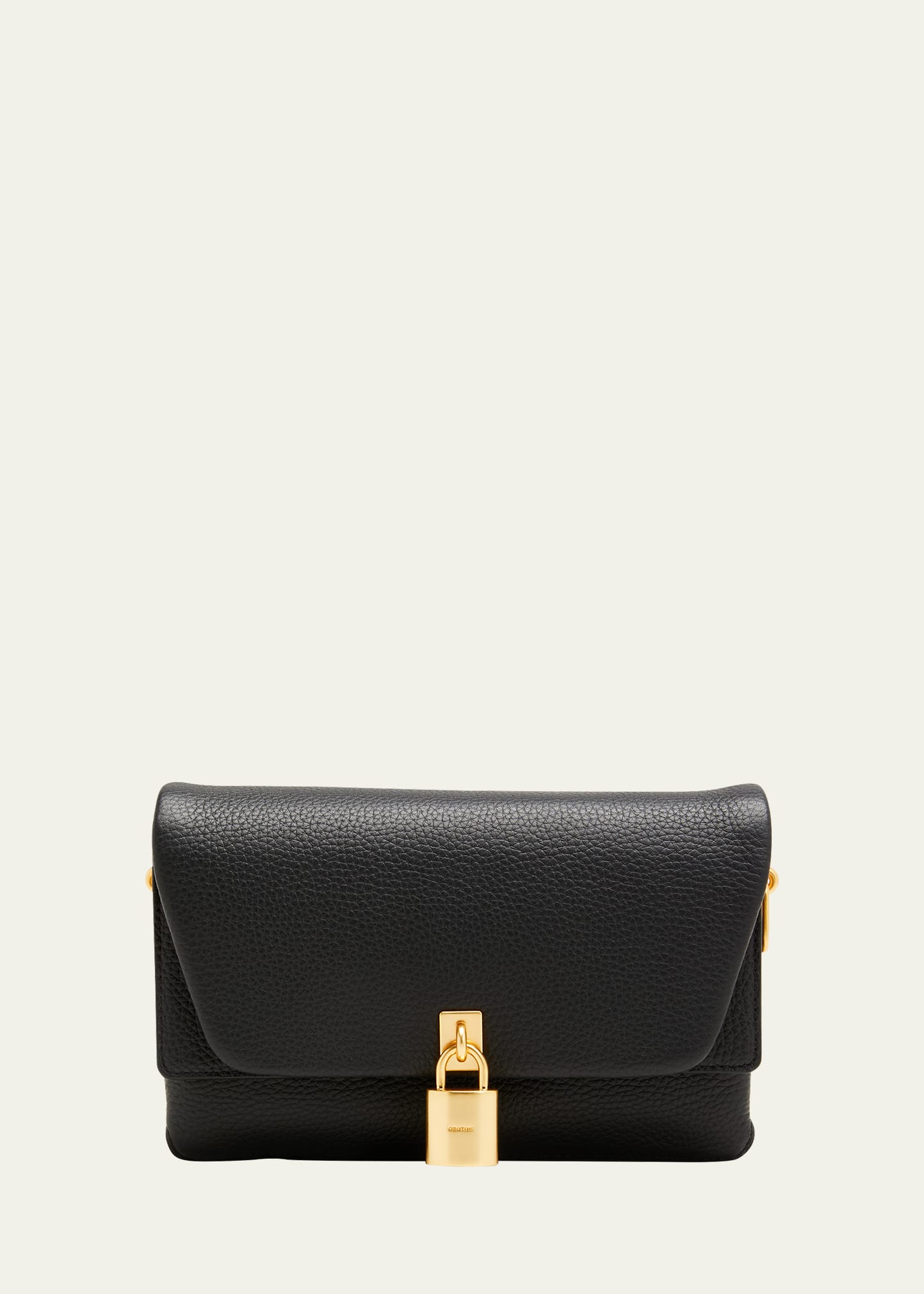 Oroton Tate Small Flap Leather Shoulder Bag In Black