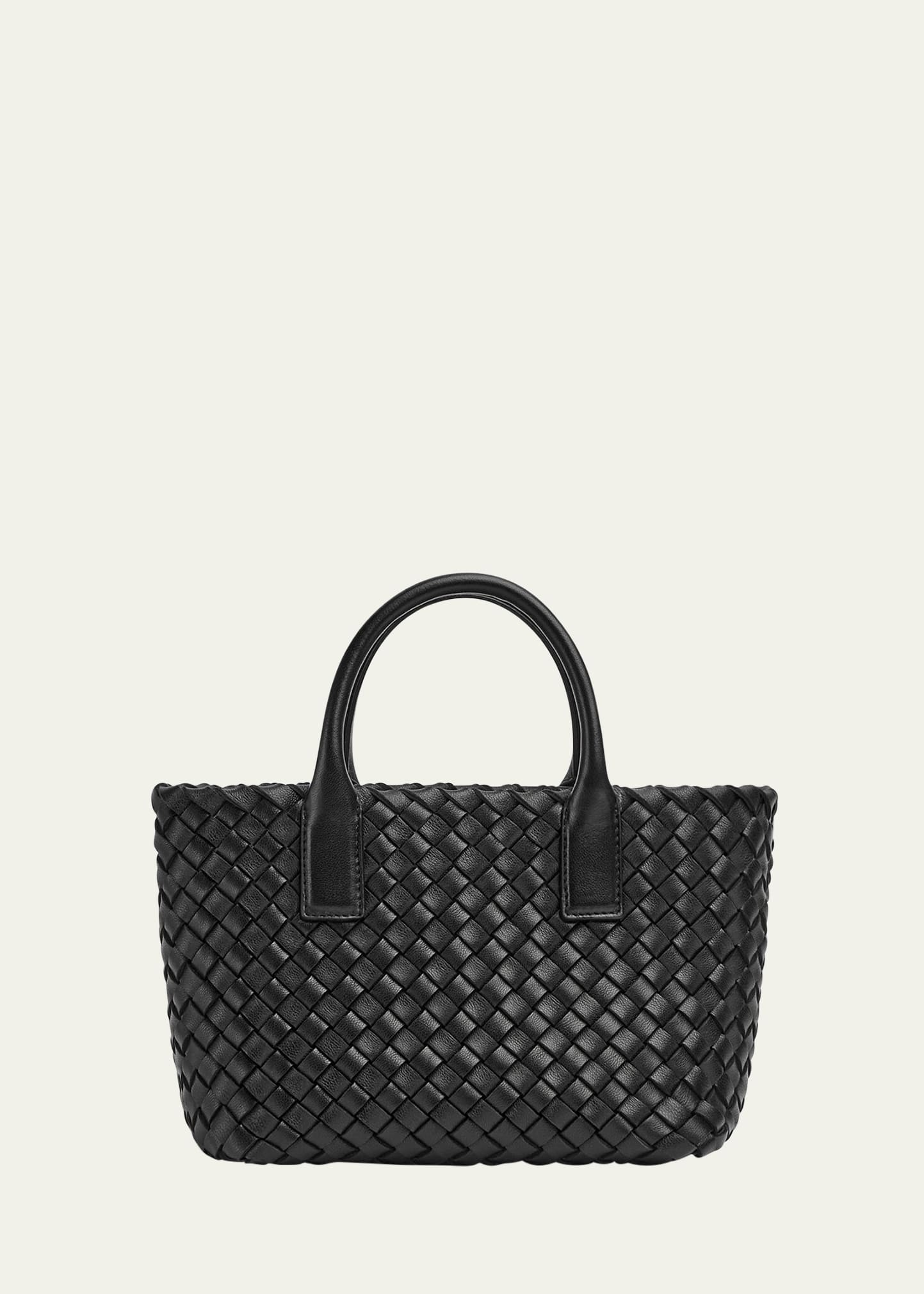 Bottega Veneta Mini Cabat Lambskin Tote Bag In Black