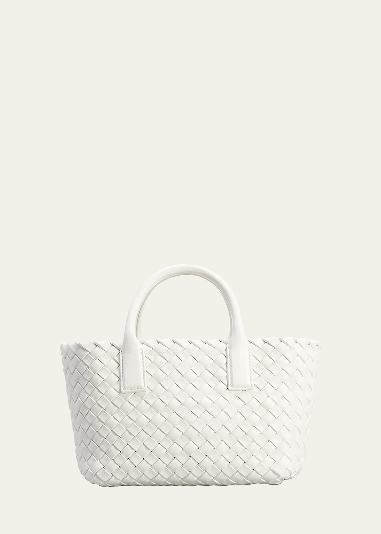 Bottega Veneta Arco Intrecciato Lambskin Tote Bag In White