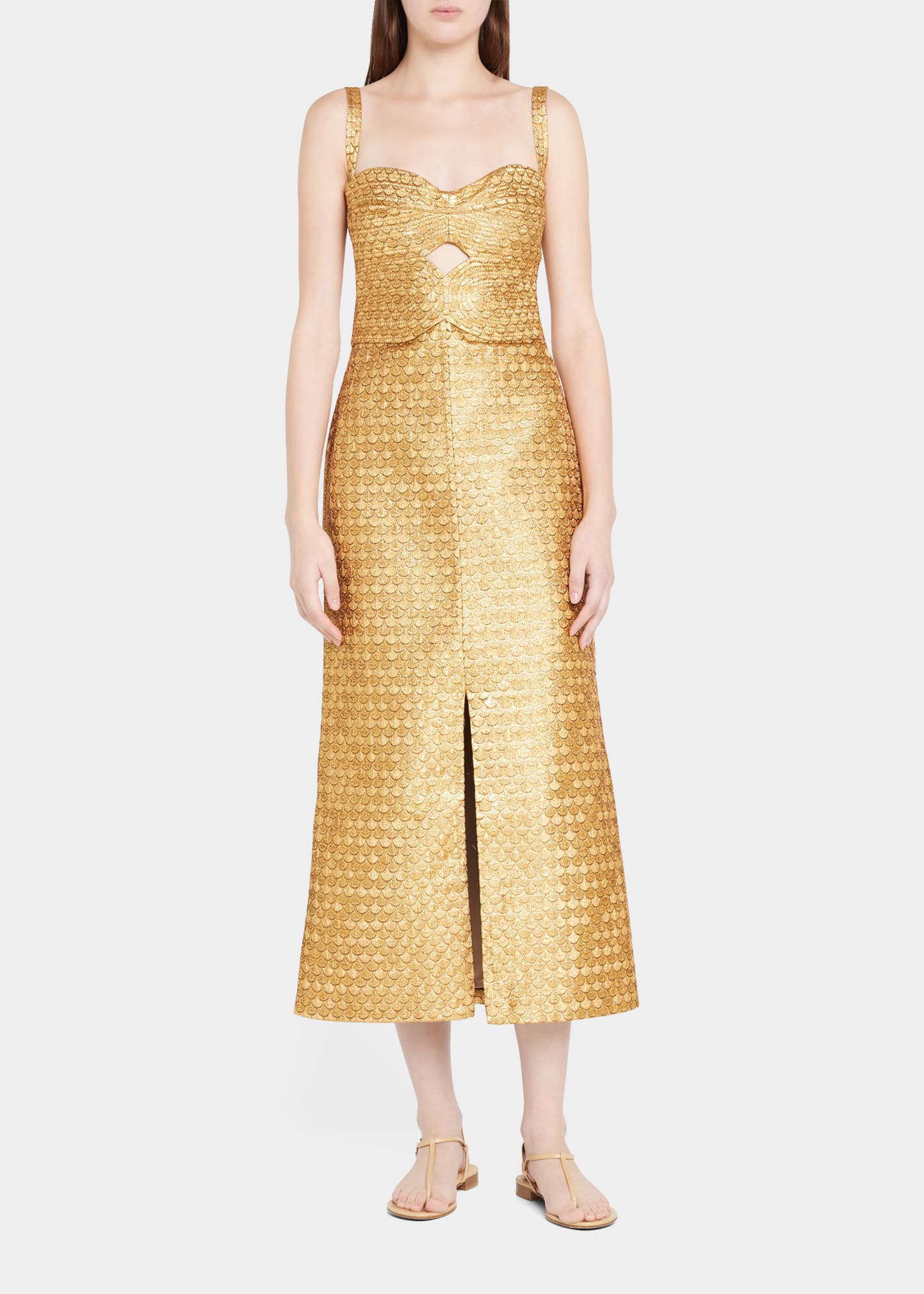 Johanna Ortiz Ideal Universe Jacquard Midi Dress In Gold
