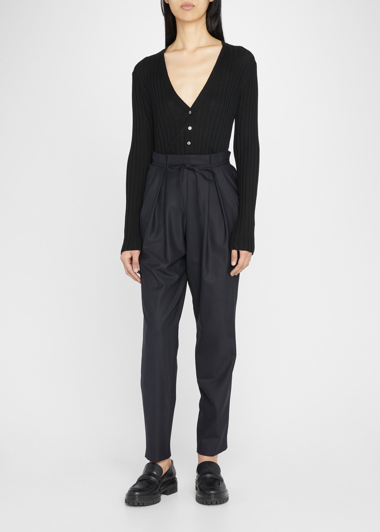 pull-on cropped straight trousers