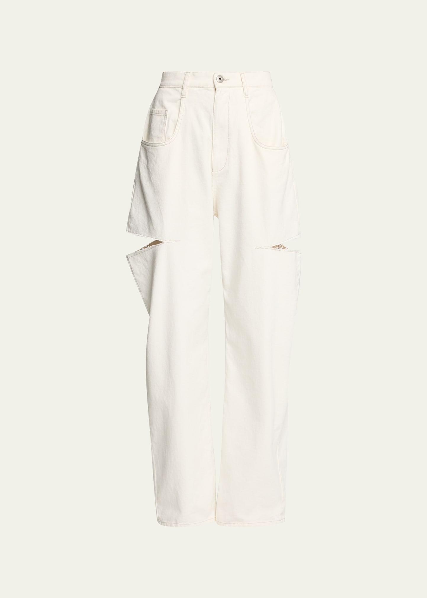 Maison Margiela Wide-leg Denim Pants With Slash Details In White
