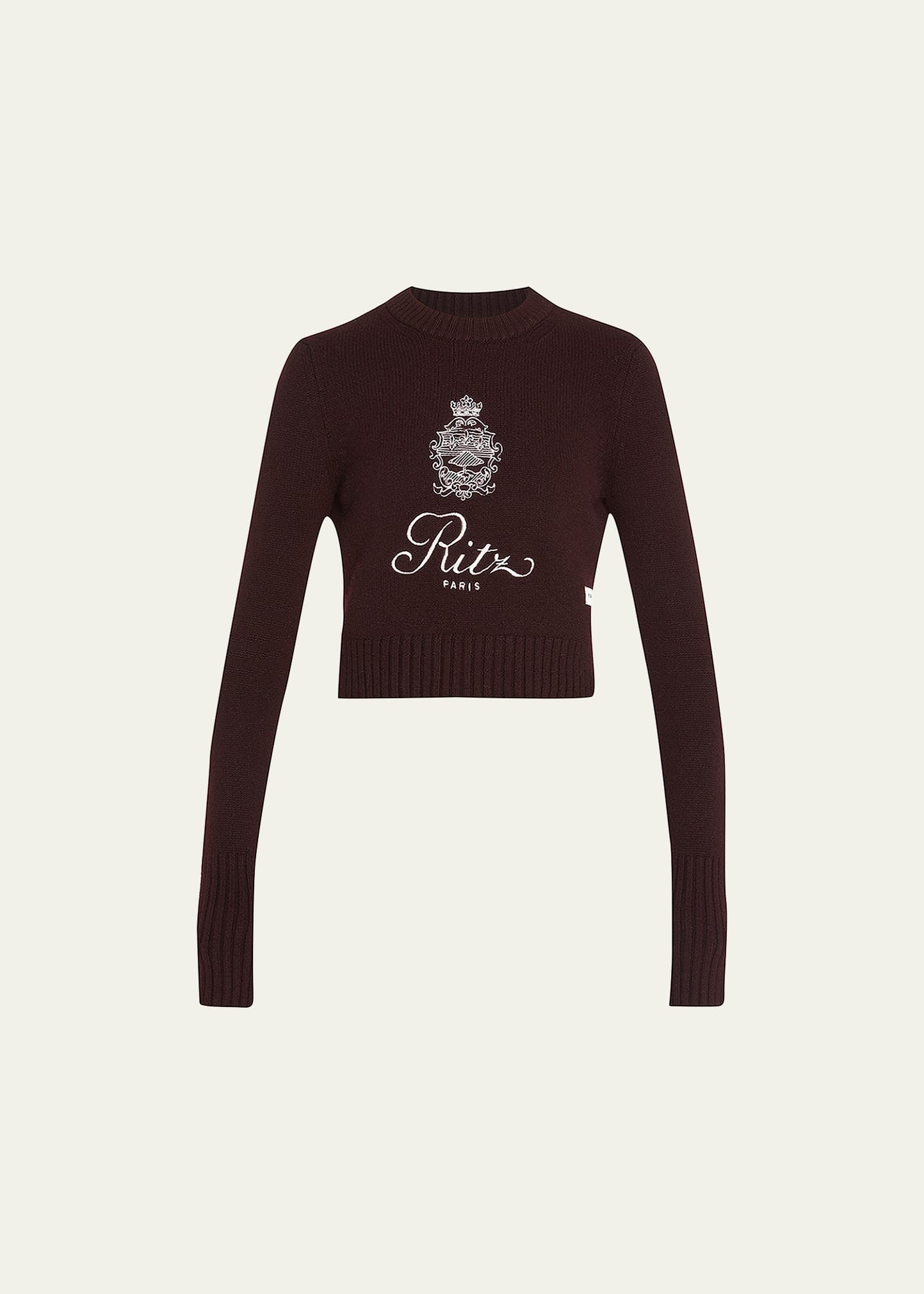 FRAME x Ritz Paris Embroidered Cropped Cashmere Sweater