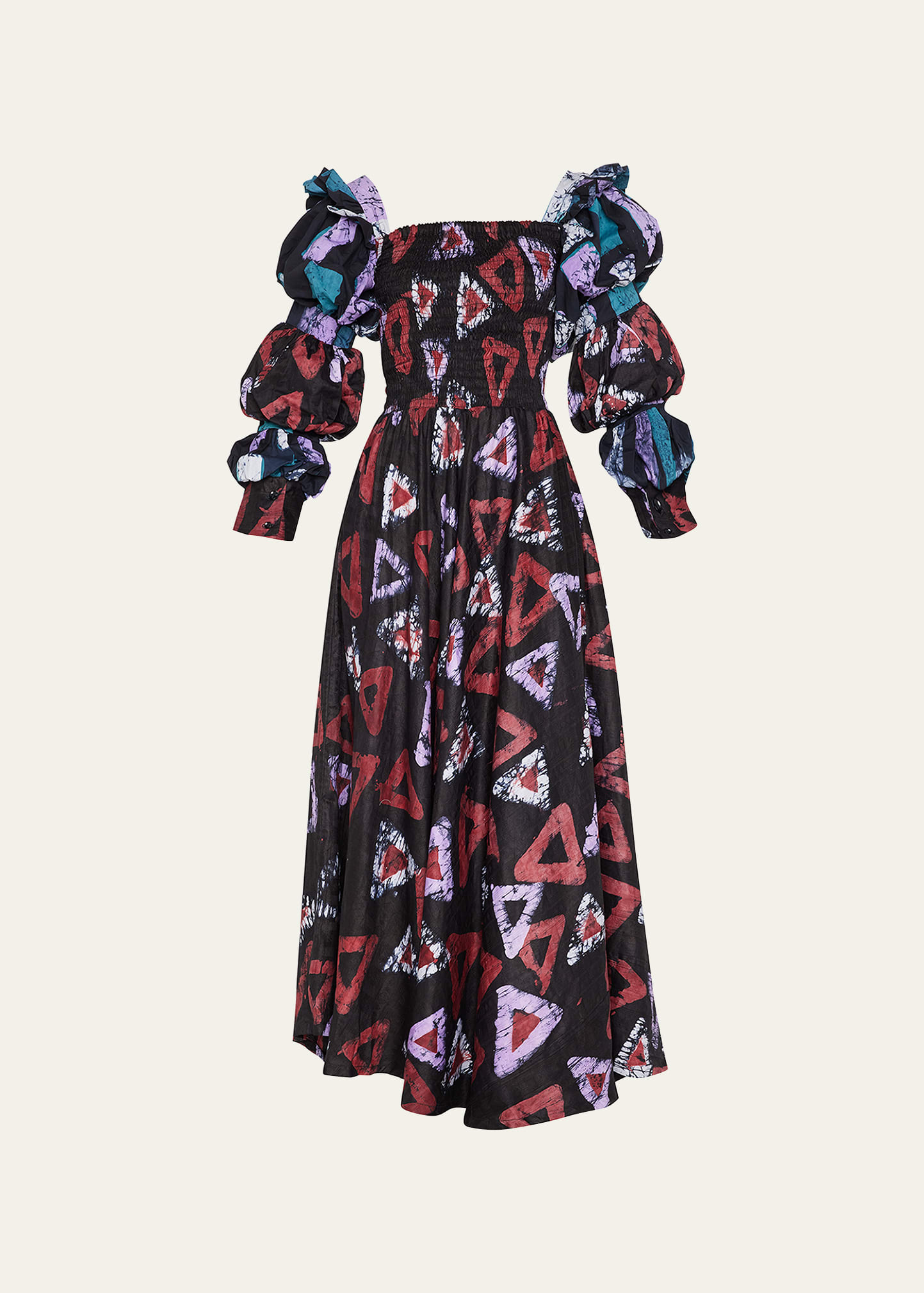 Busayo Daapo Tiered-Sleeve Multicolor Maxi Dress