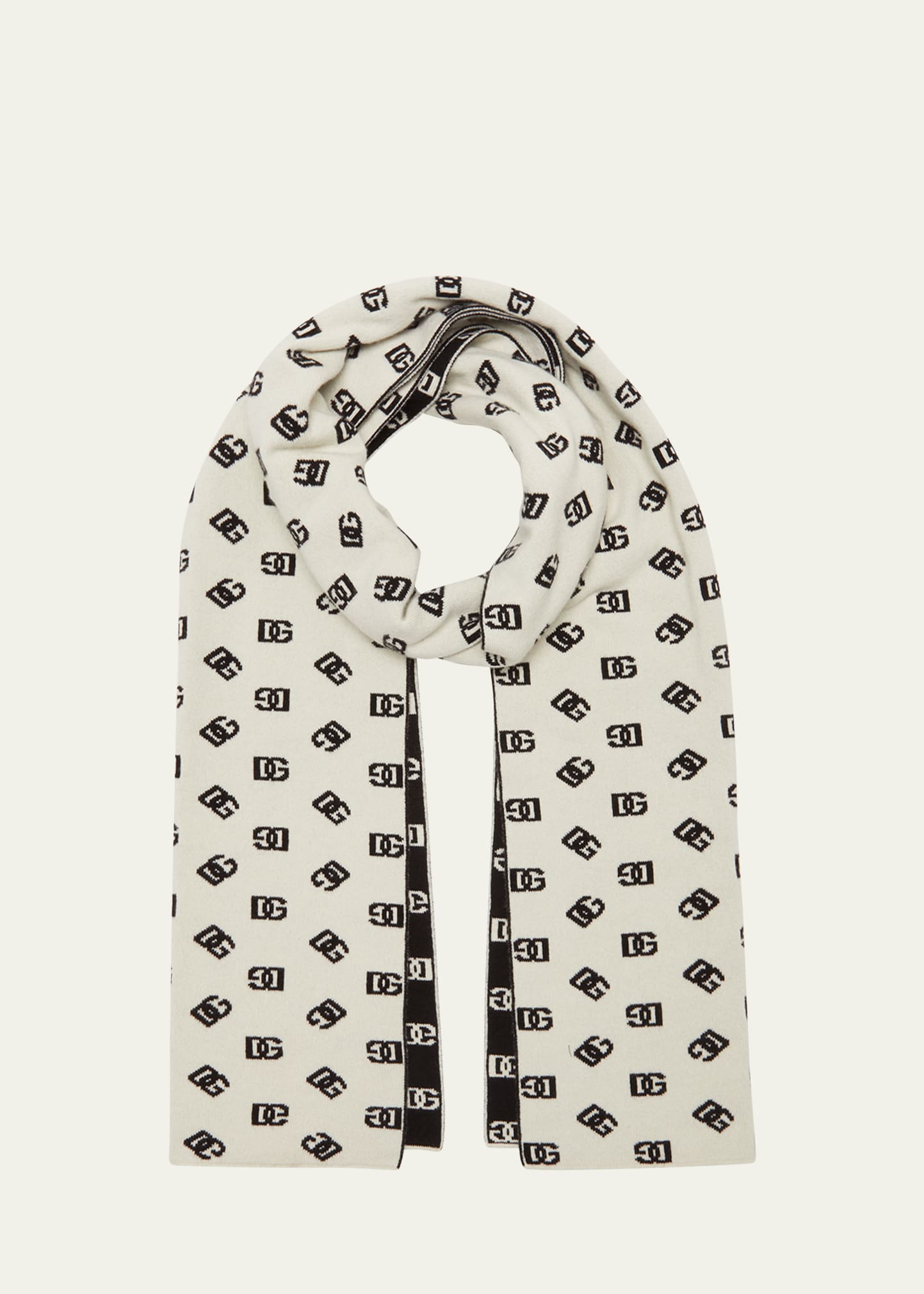 Dolce & Gabbana Men's Cashmere-Wool Double-Face Monogram Scarf