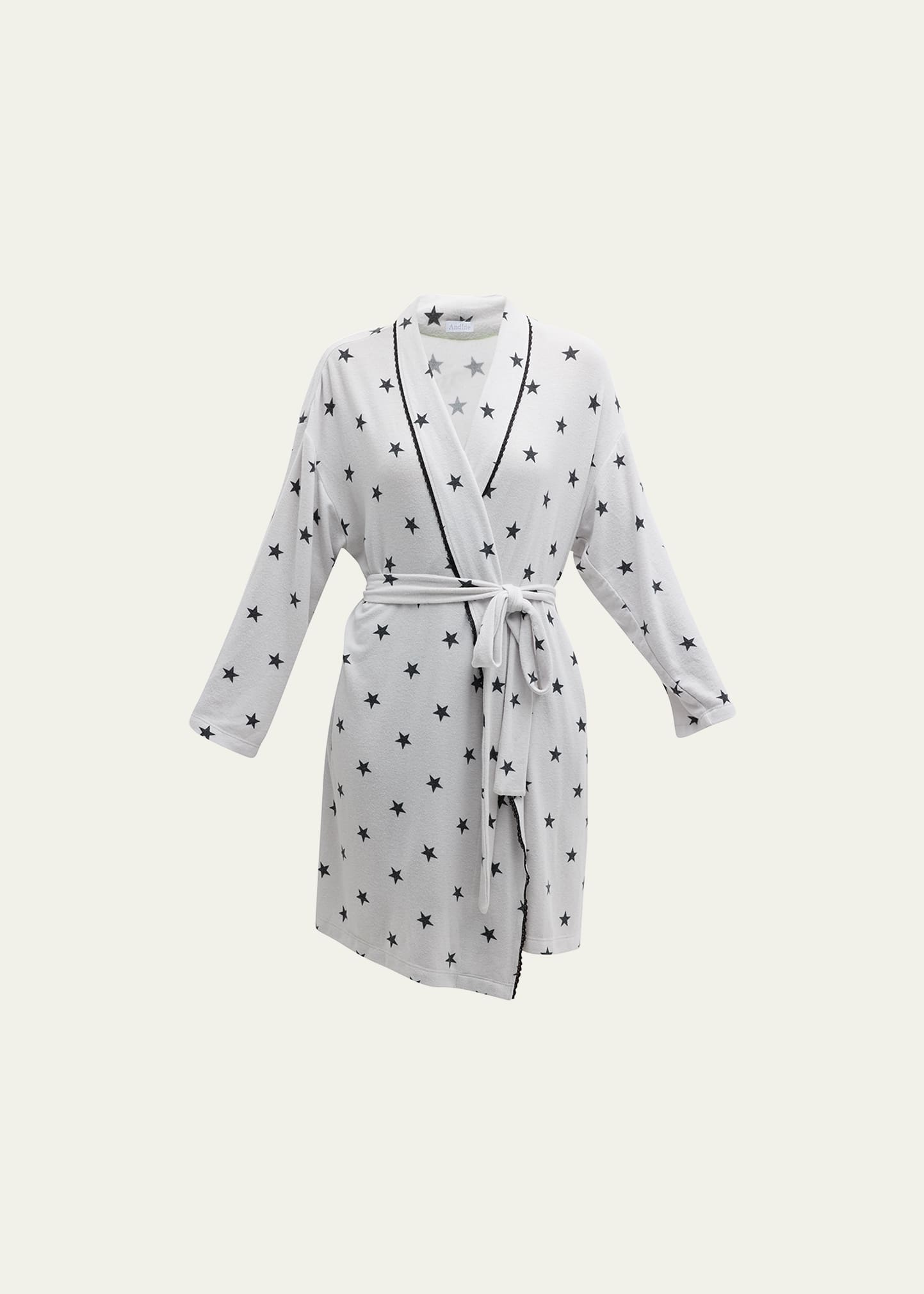 Andine Rabia Star-print Lace-trim Robe In Star Printed Brus