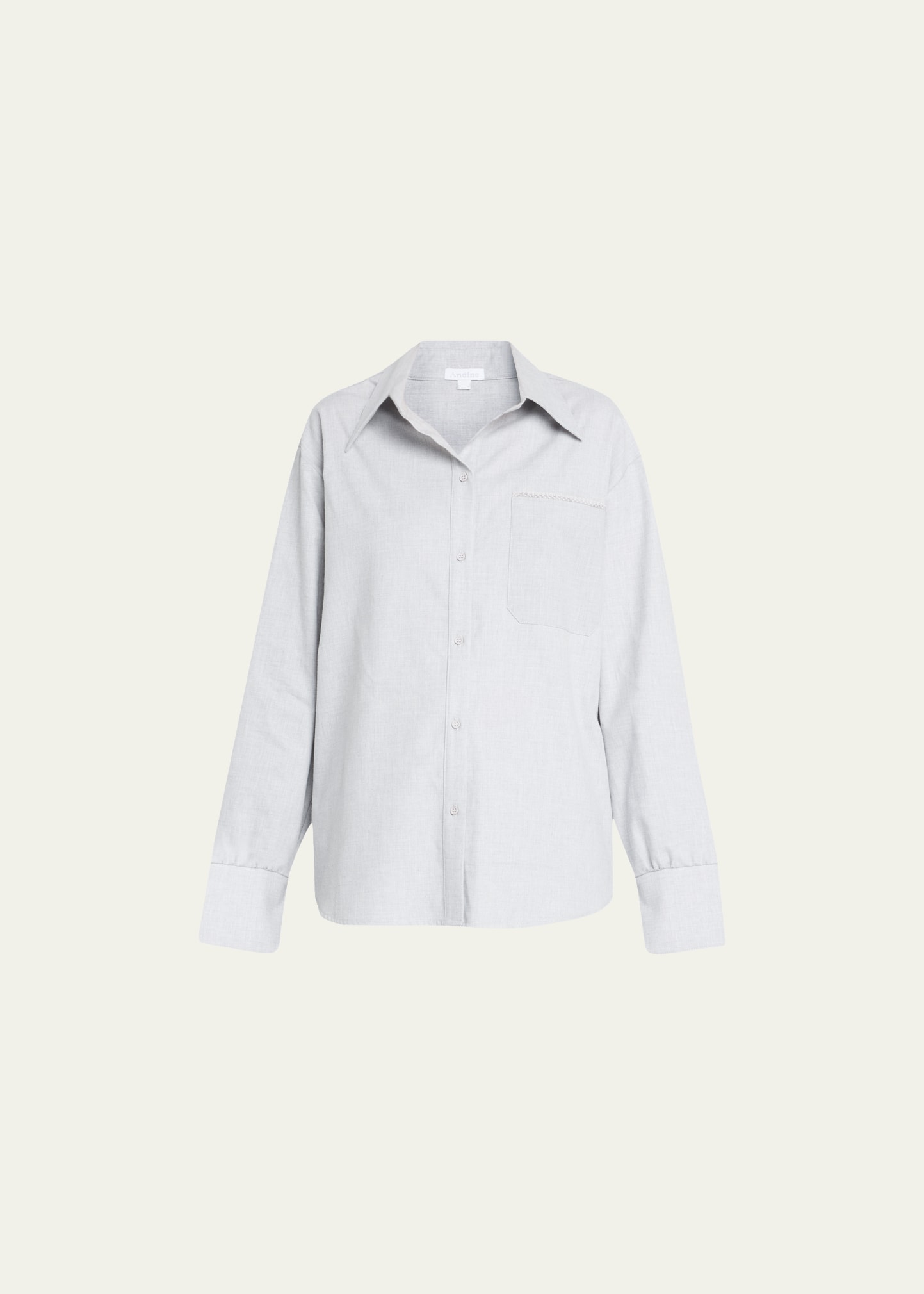 Essen Oversized Lace-Trim Button-Down Shirt