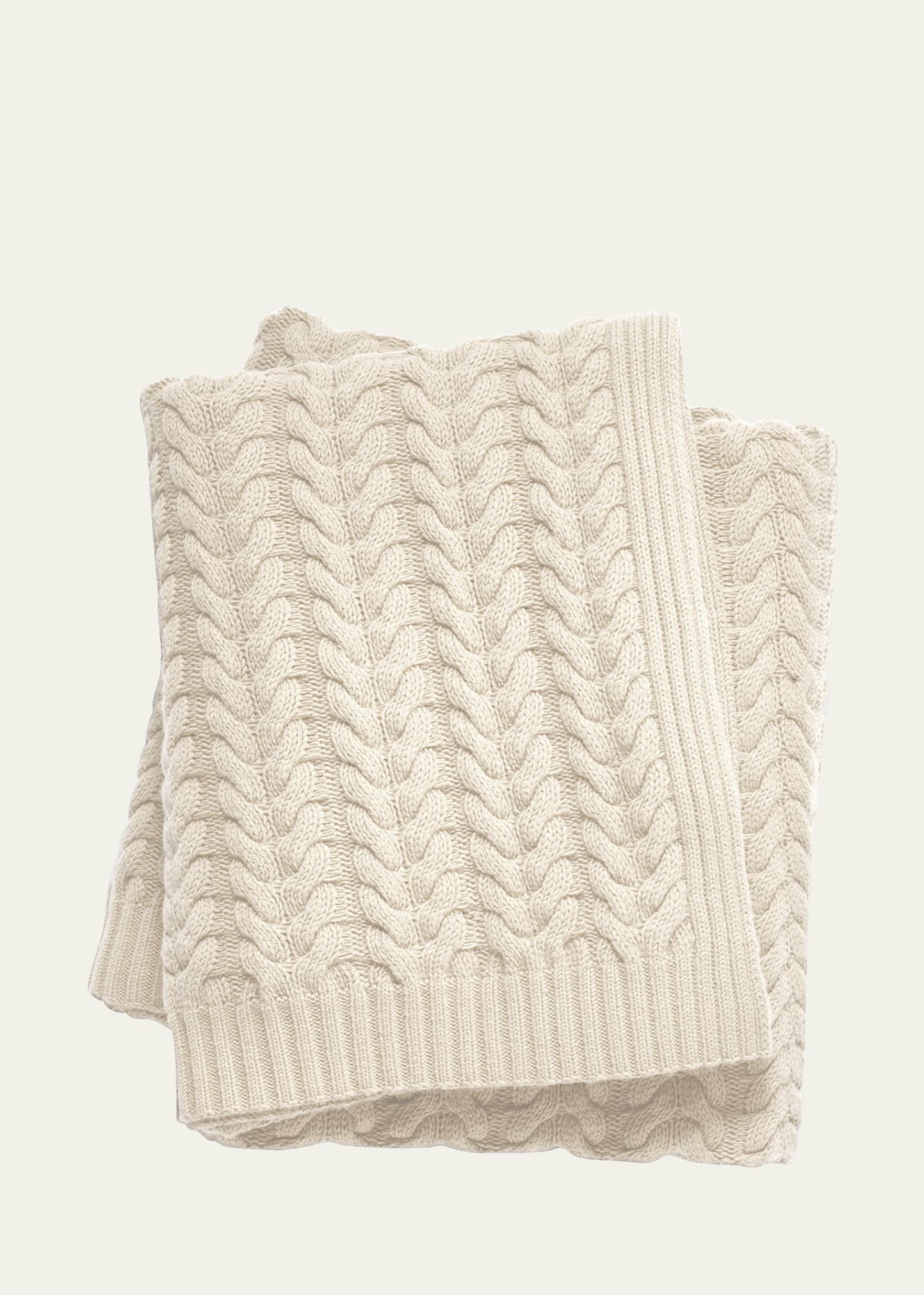 Sofia Cashmere Braided Cable-knit Throw Blanket In Ivory