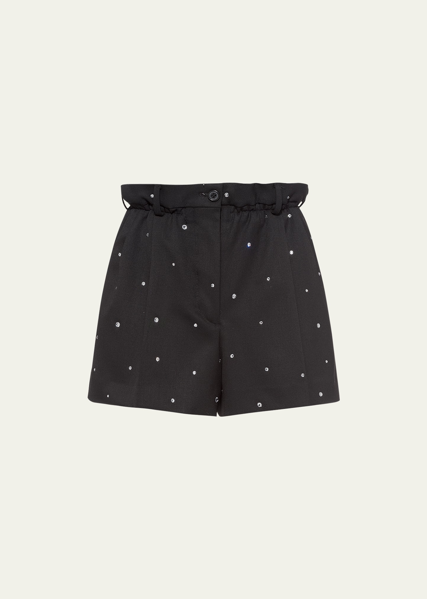 Miu Miu Crystal Paperbag Wool Shorts Smart Closet