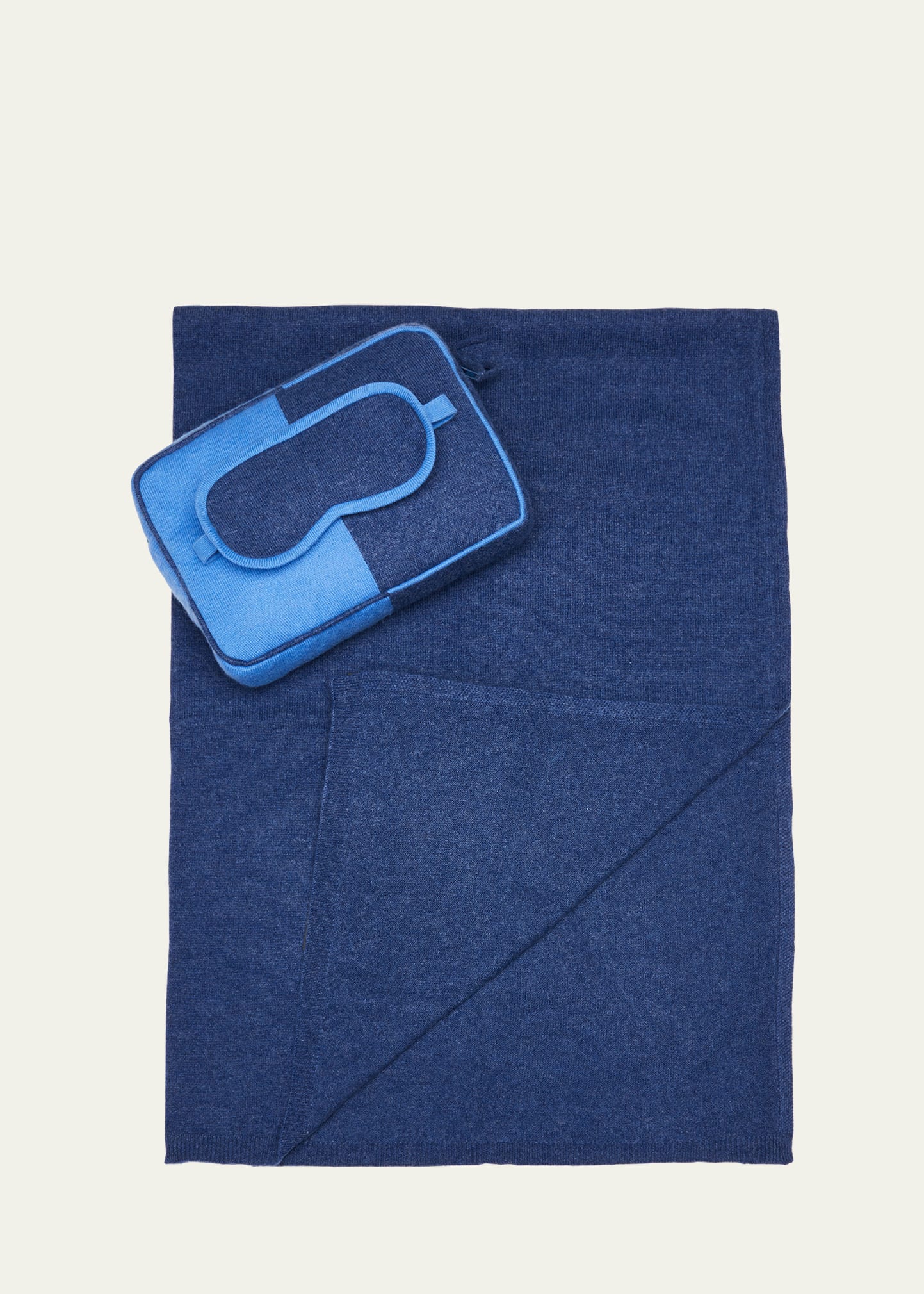 Sofia Cashmere Mondrian Colorblock Cashmere Travel Set In Light Blue/denim