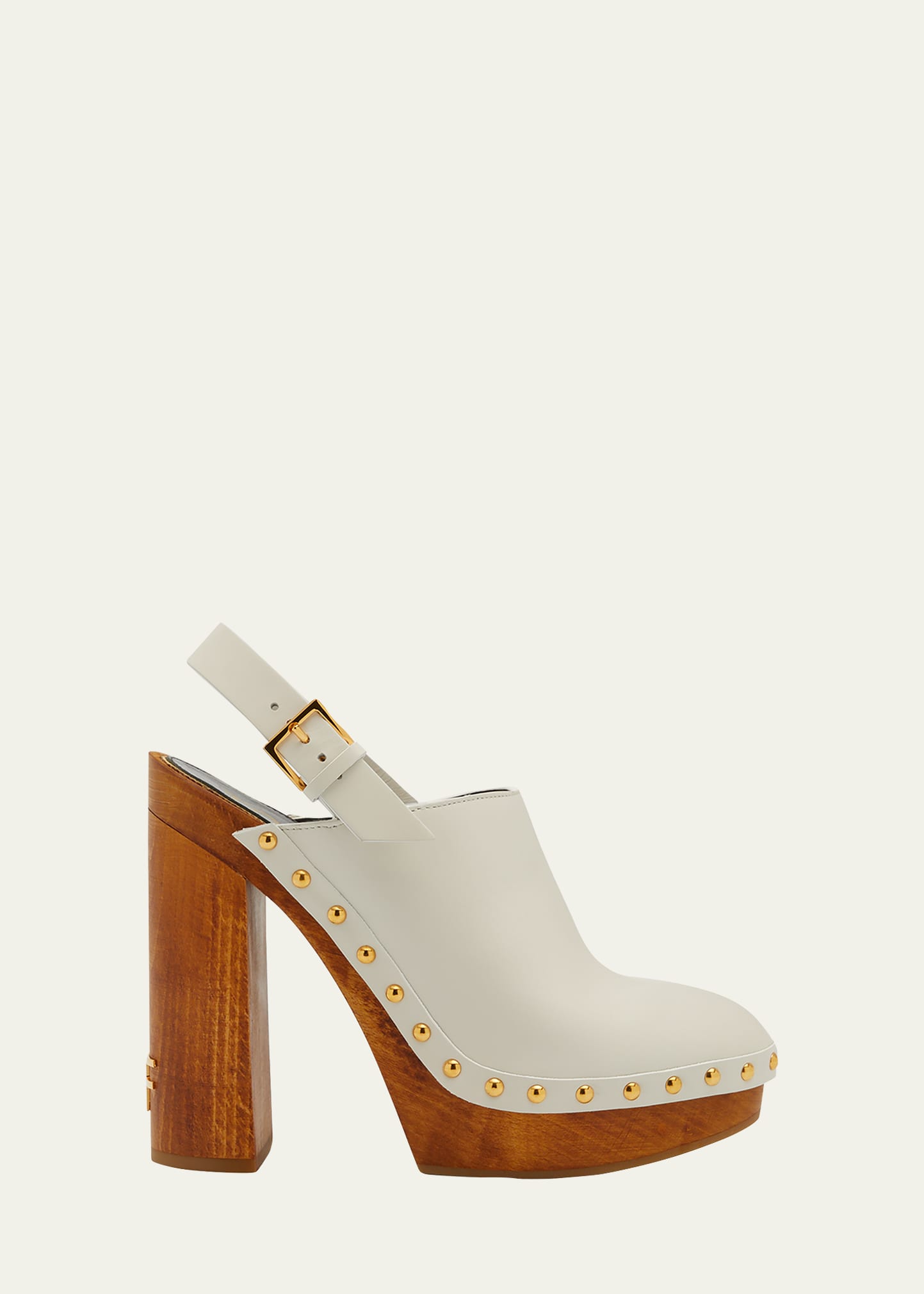 Tom Ford logo-plaque 40mm Leather Mules - White