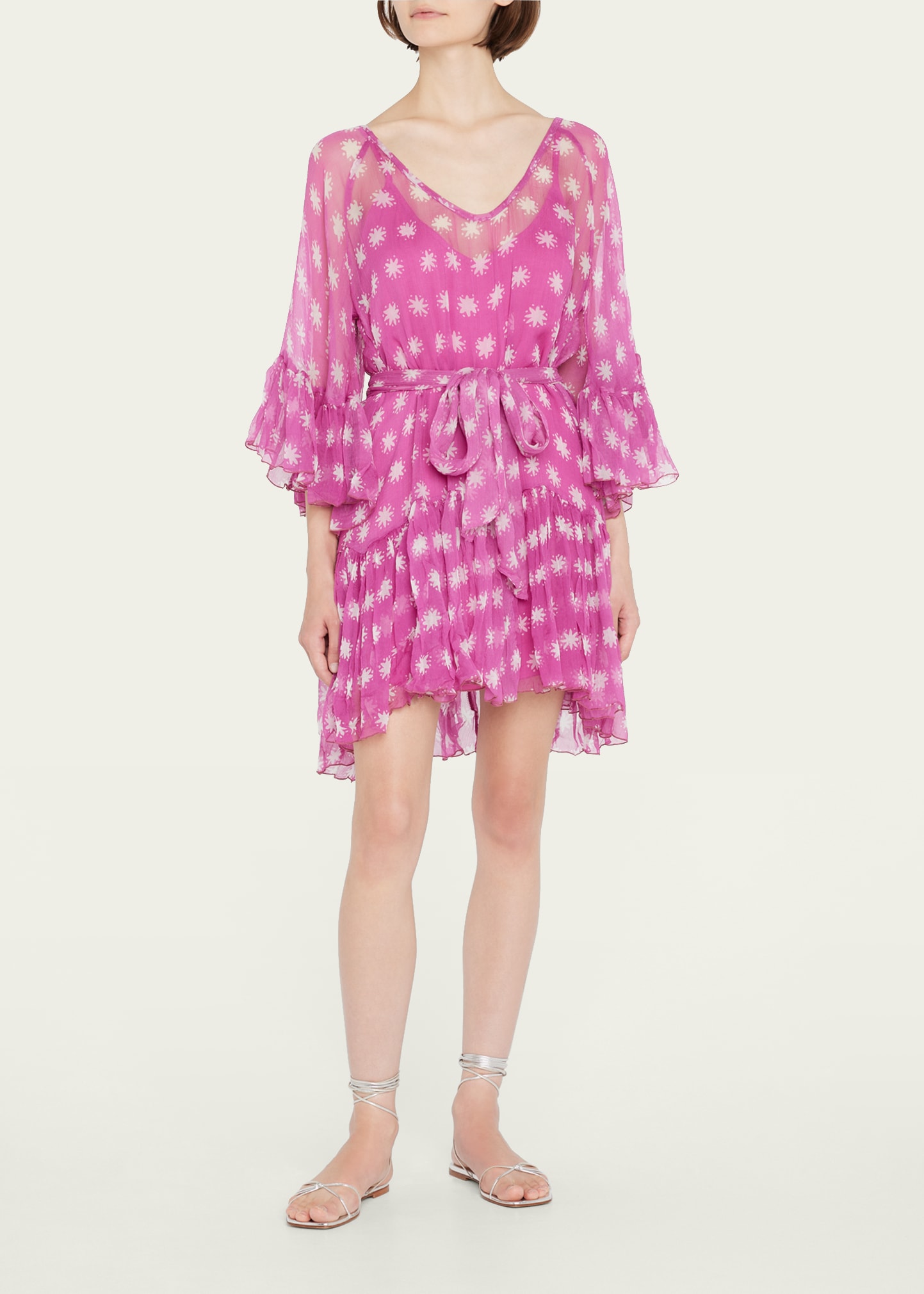 Cloe Cassandro Spanish Frilled Sheer Mini Dress