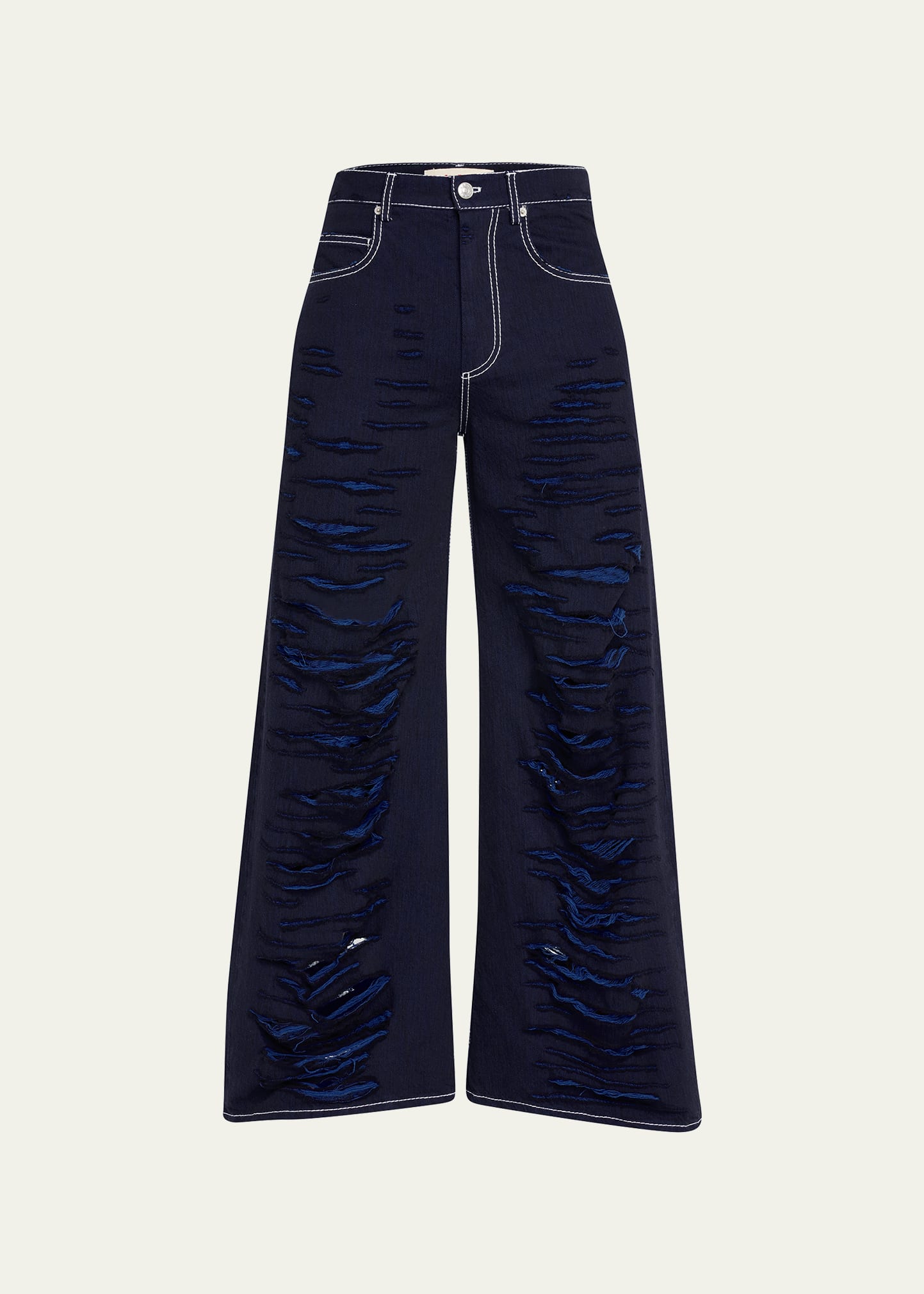 Marni Men's Allover-Rip Wide Jeans