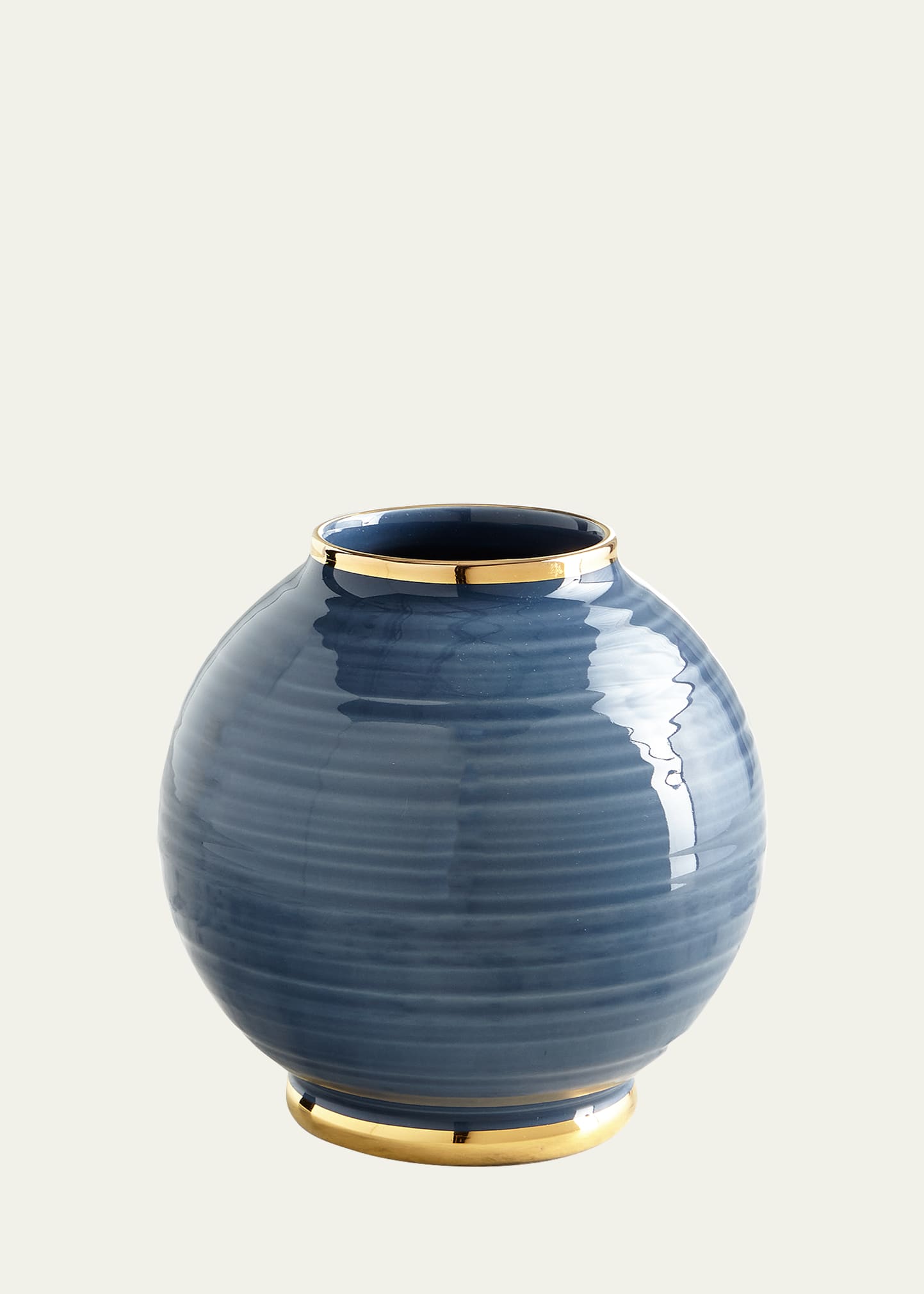 AERIN Ribbed Marion Round Ceramic Vase