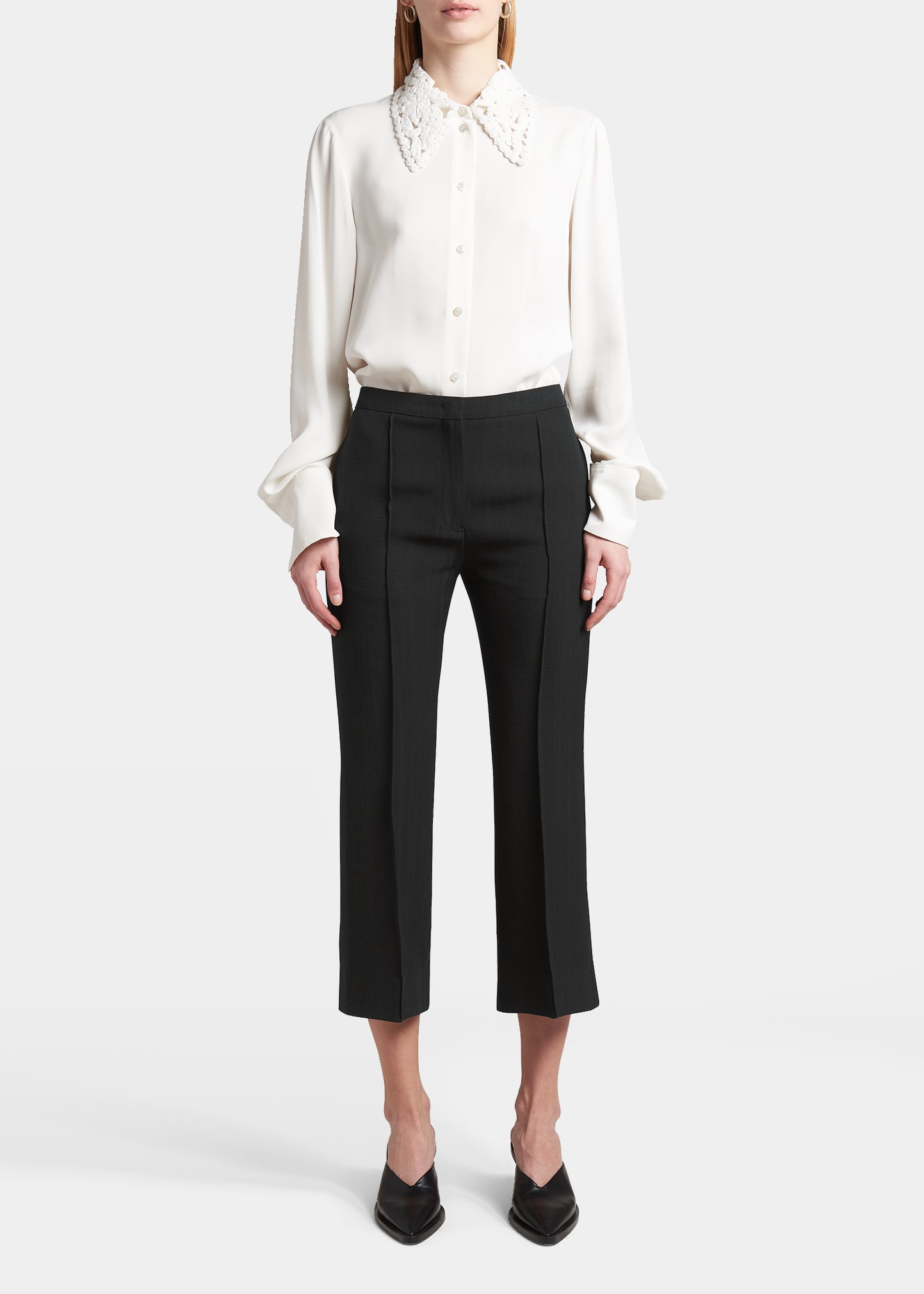 JIL SANDER PINCH SEAM STRAIGHT-LEG ANKLE TROUSERS