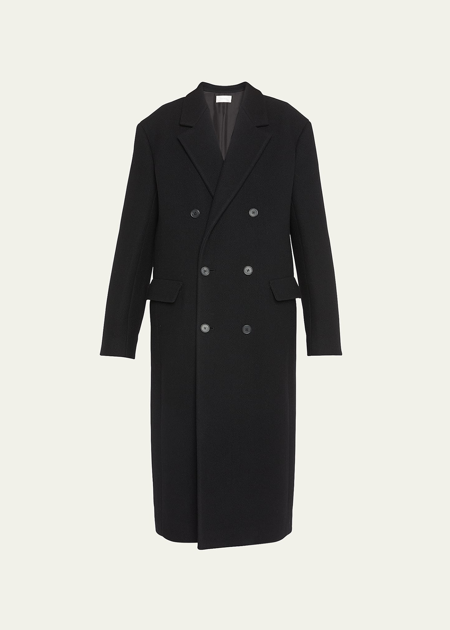 The Row Diana Cashmere Double-breasted Long Pea Coat In Black