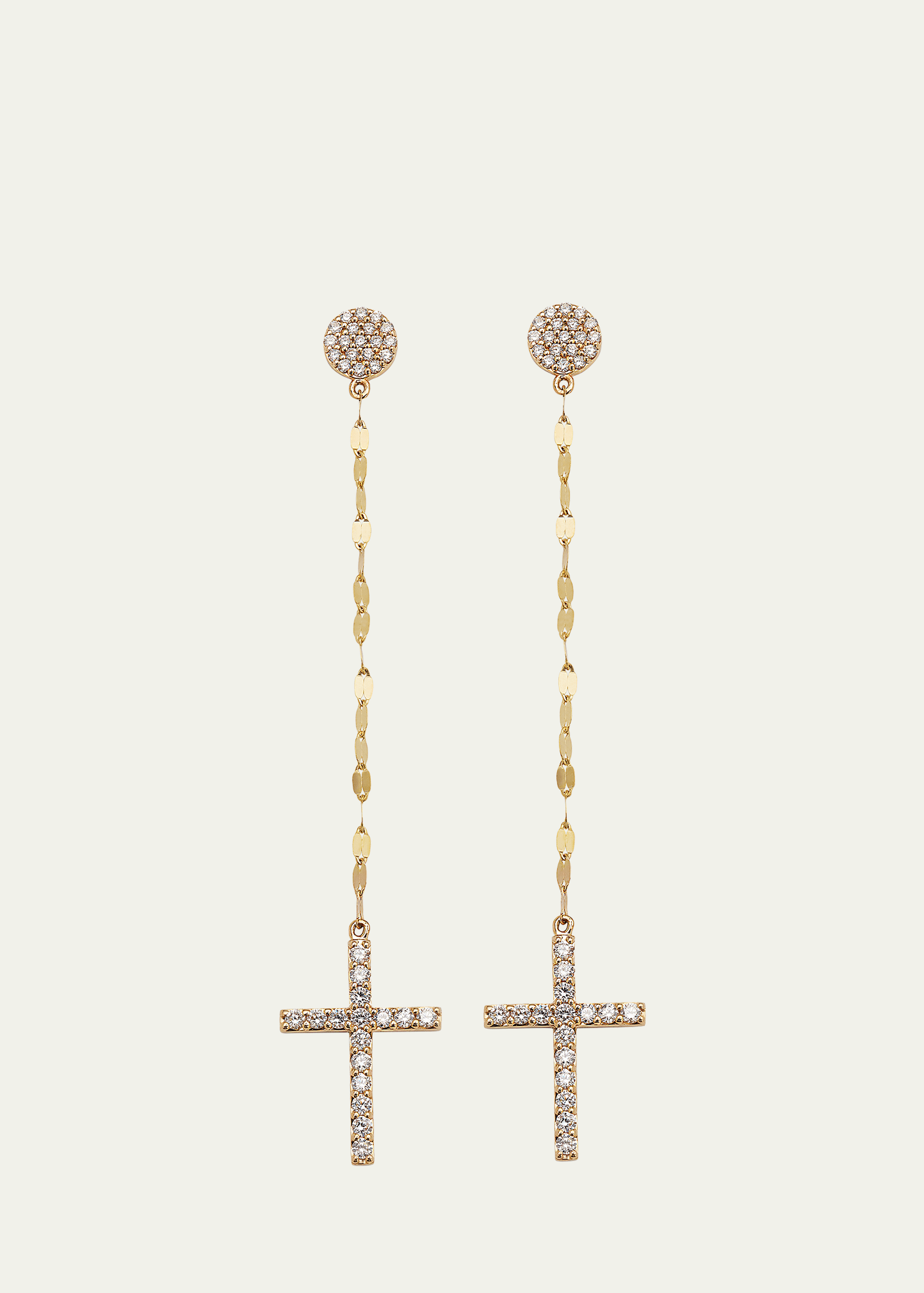 LANA Flawlesss Linear Cross Earrings with Diamonds