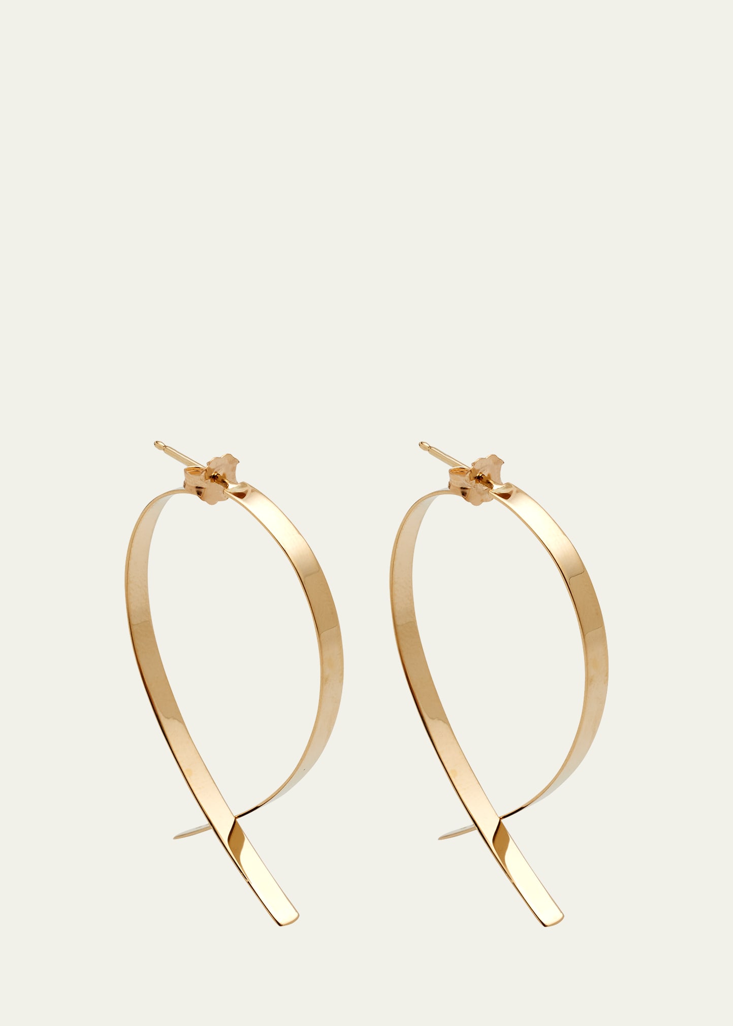 Lana Medium Flat Wide Front-back Upside Down Hoop Earrings, 46mm In Yg