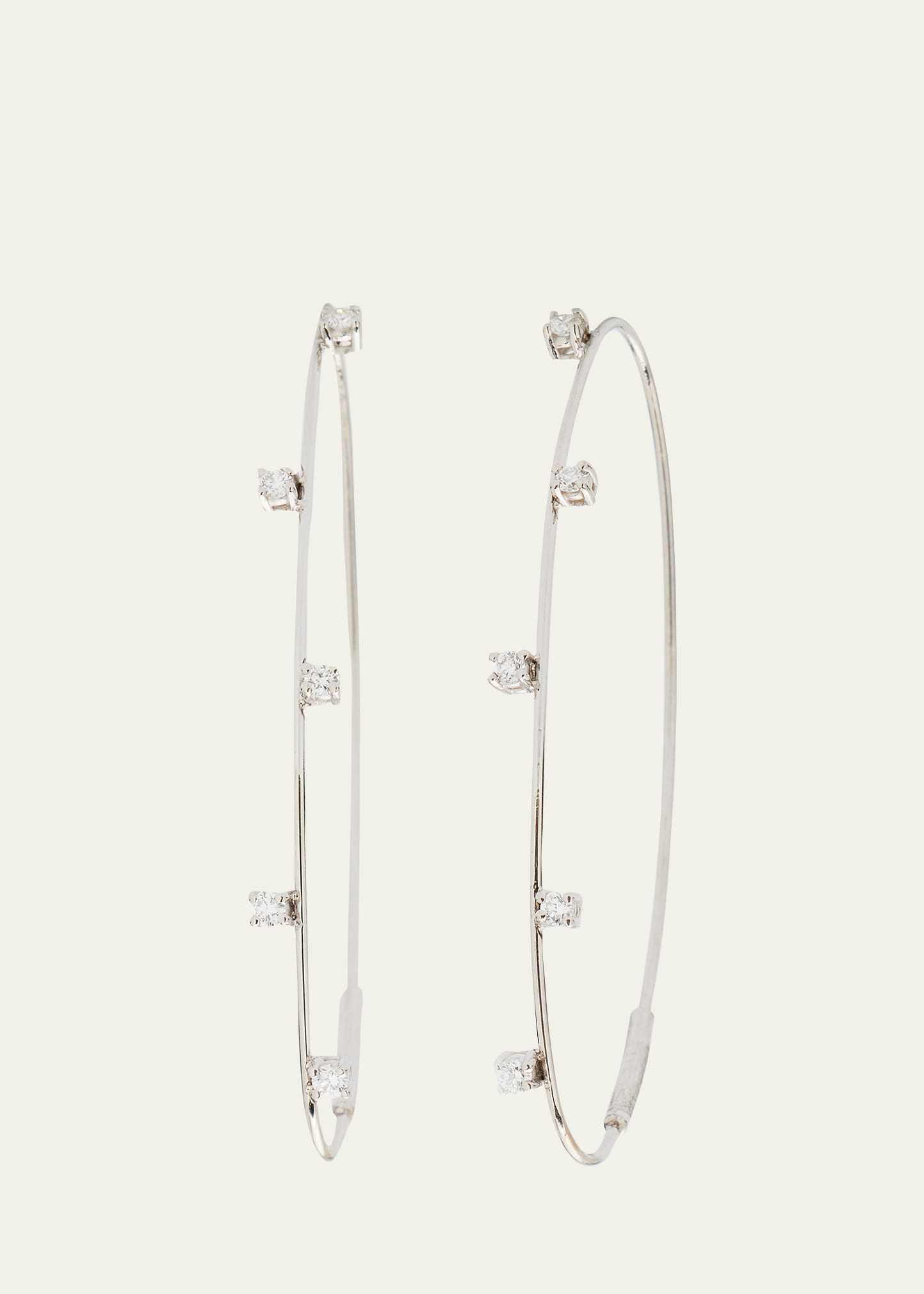 LANA Small Solo Wire Oval Magic Hoop Earrings with Diamonds, 43mm