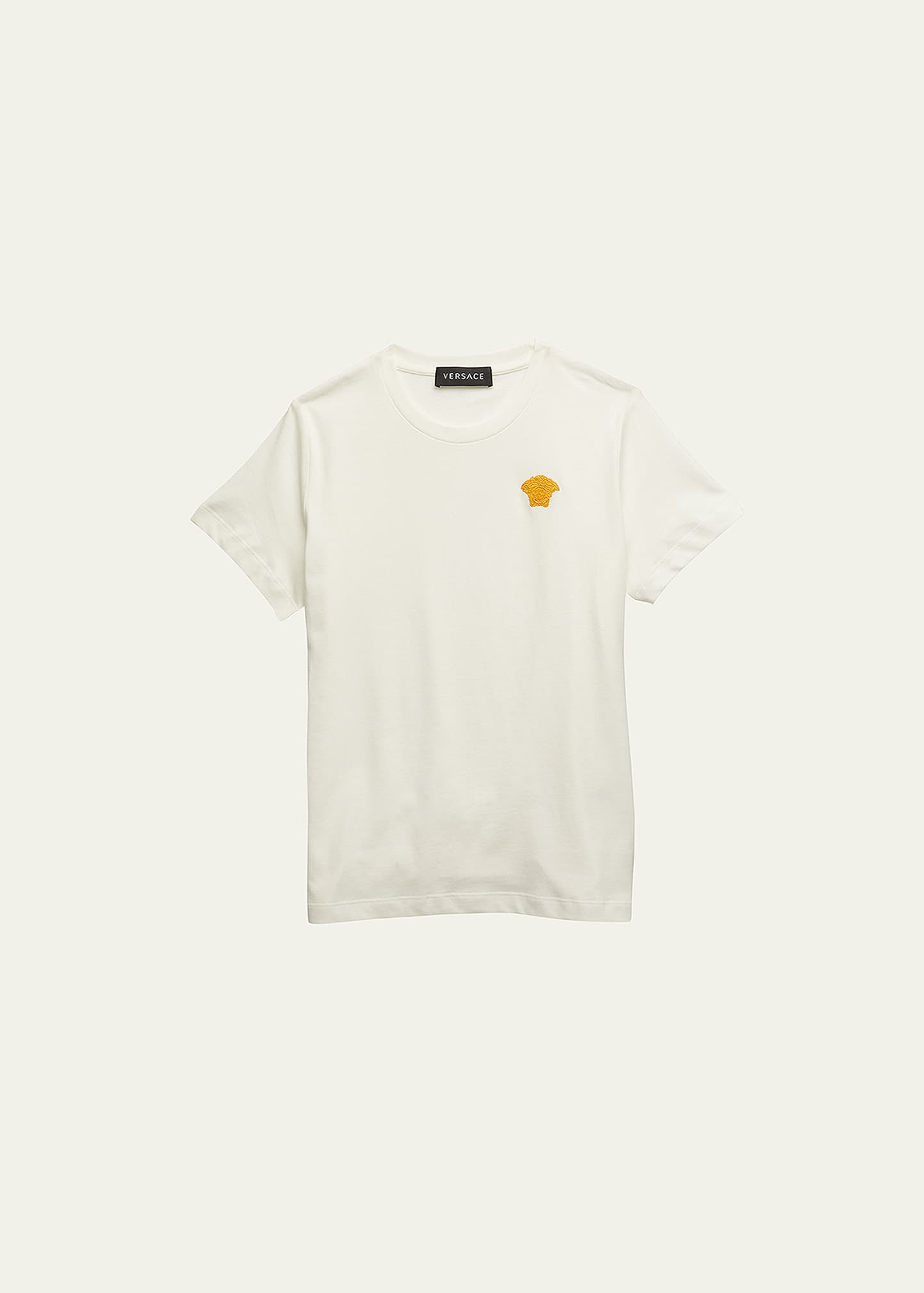 Versace Kid's Embroidered Medusa T-shirt In Whitegold