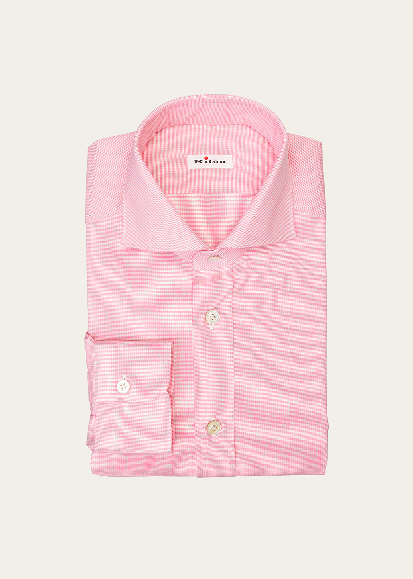 Kiton Men's Micro-houndstooth Dress Shirt In Pink