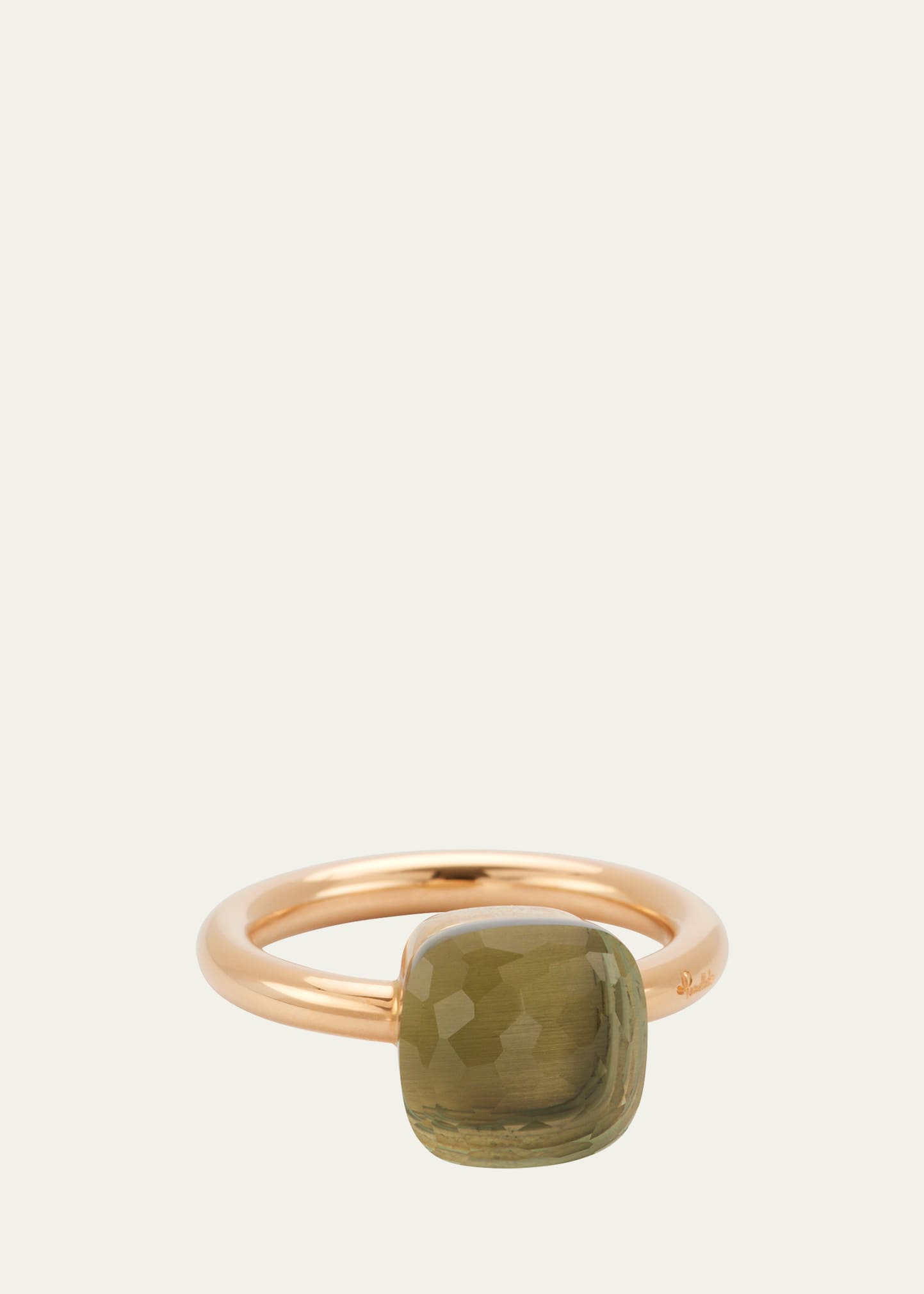 Pomellato Nudo 18k Rose Gold & Prasiolite Petite Square Ring In Green