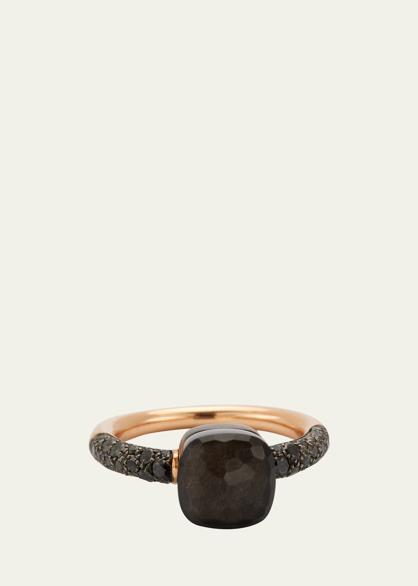 Pomellato Nudo Petite 18k Gold/titanium Ring With Obsidian & Black Diamond
