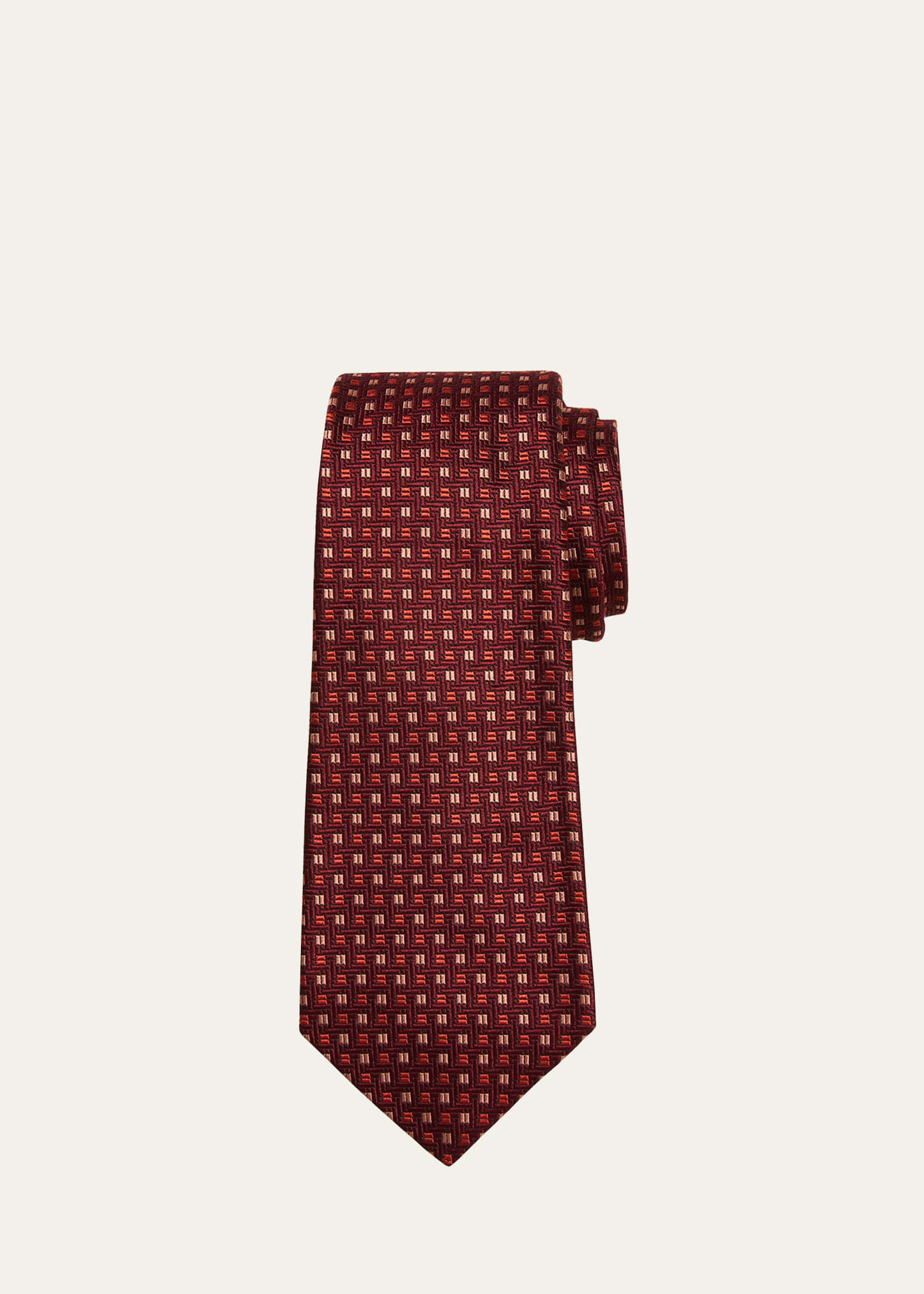 Kiton Men's Mini Square Silk Tie In Orng