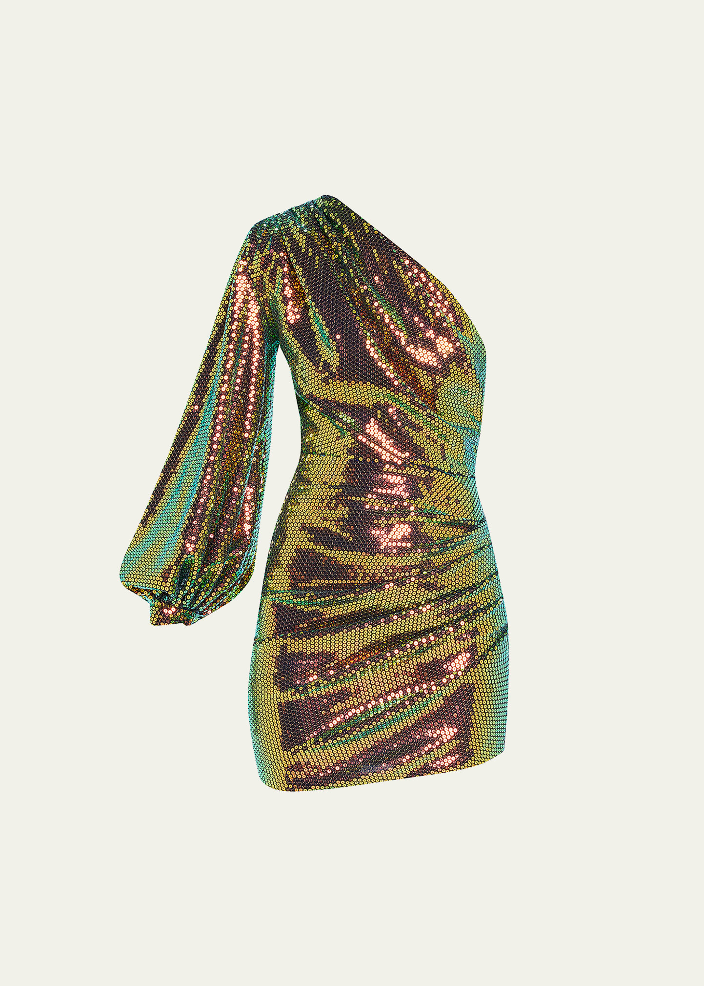 Bronx and Banco Galaxy Petrol One-Shoulder Sequin Mini Dress