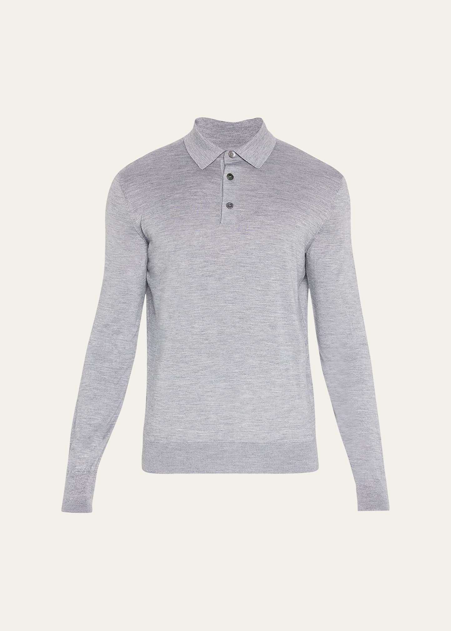 Zegna Men's Cashmere-silk Polo Shirt In Light Grey Solid