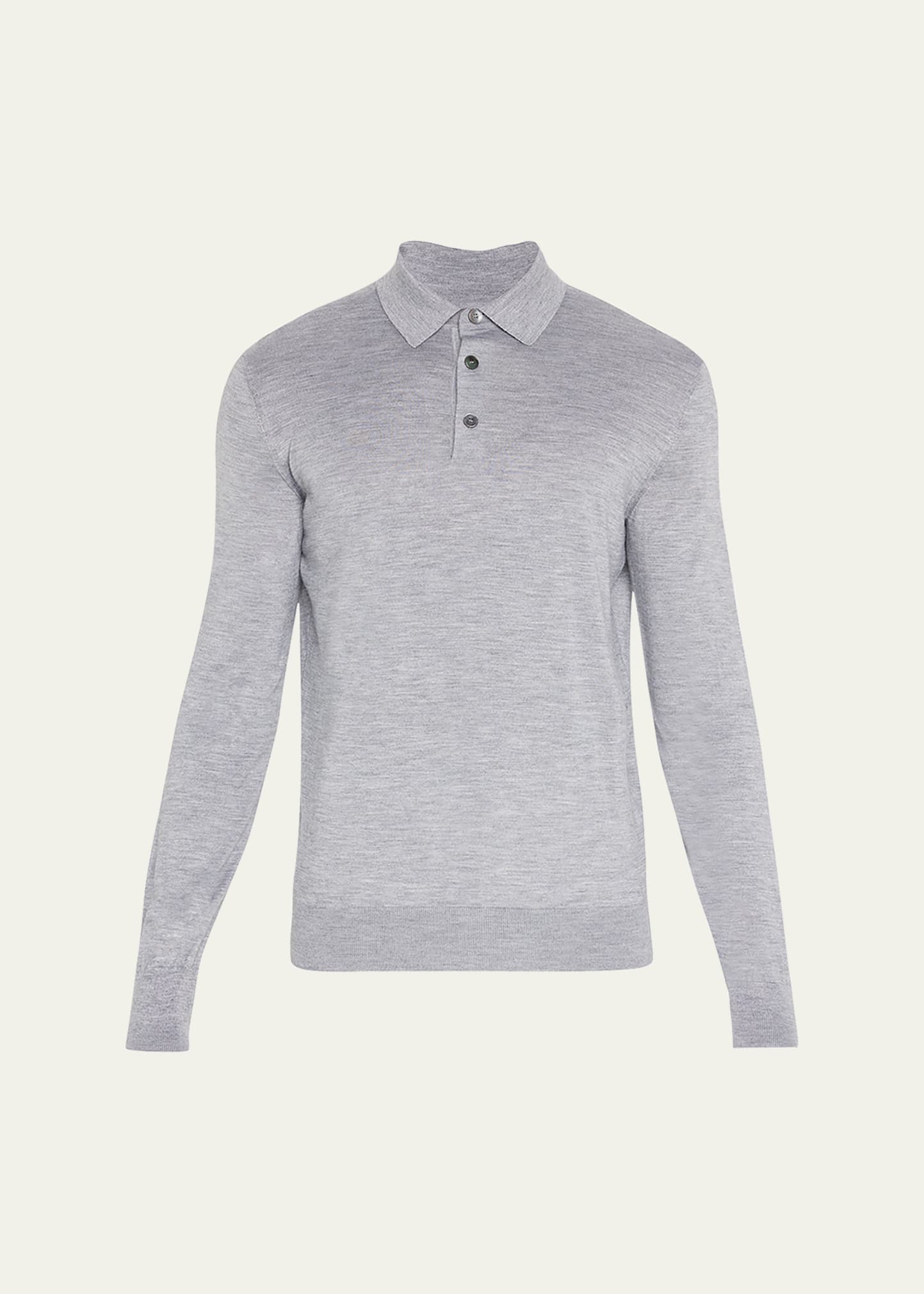Zegna Cashmere-silk Polo Top In Light Grey Solid