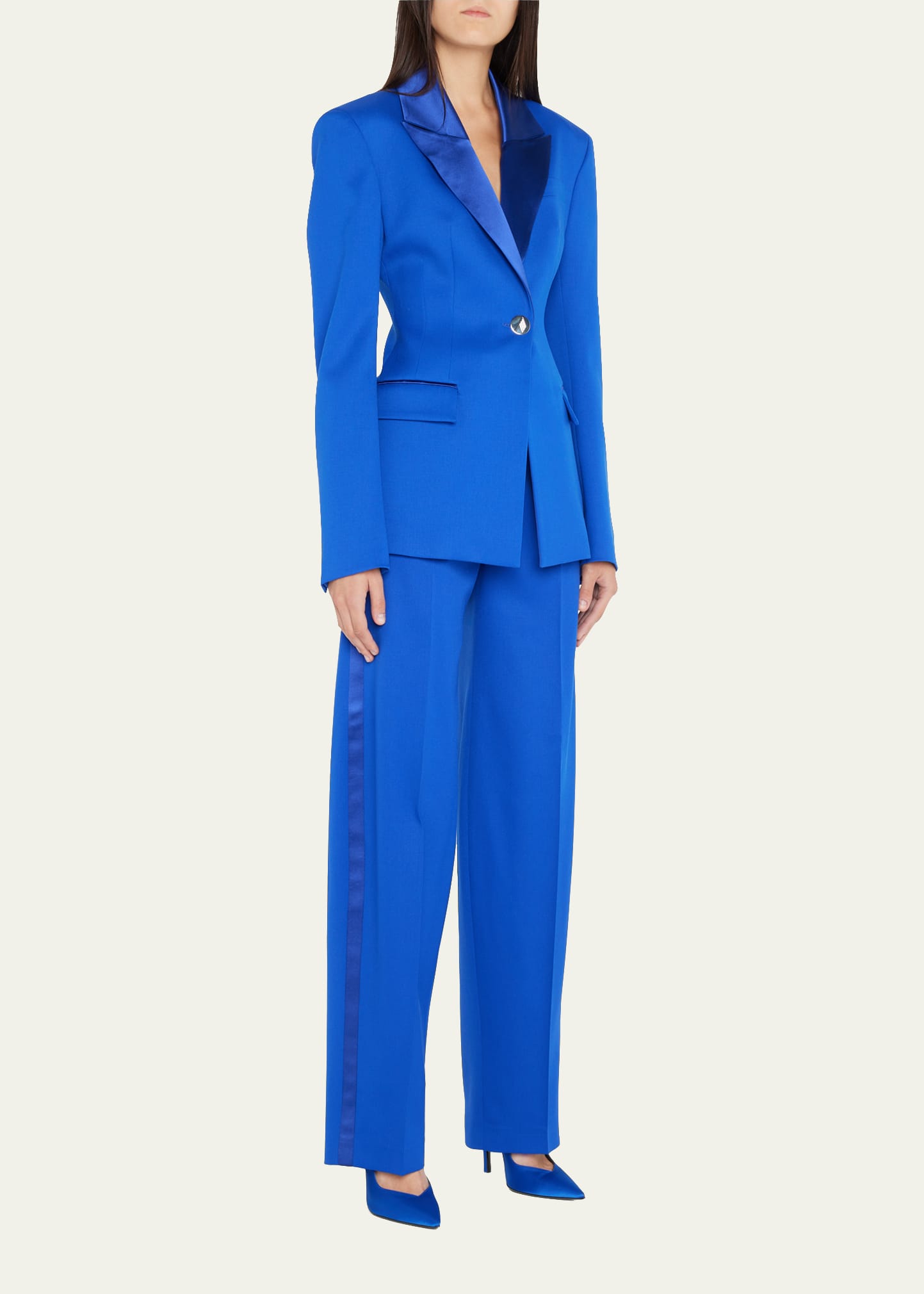 Peak Lapel Tuxedo Blazer with Silk Lapels