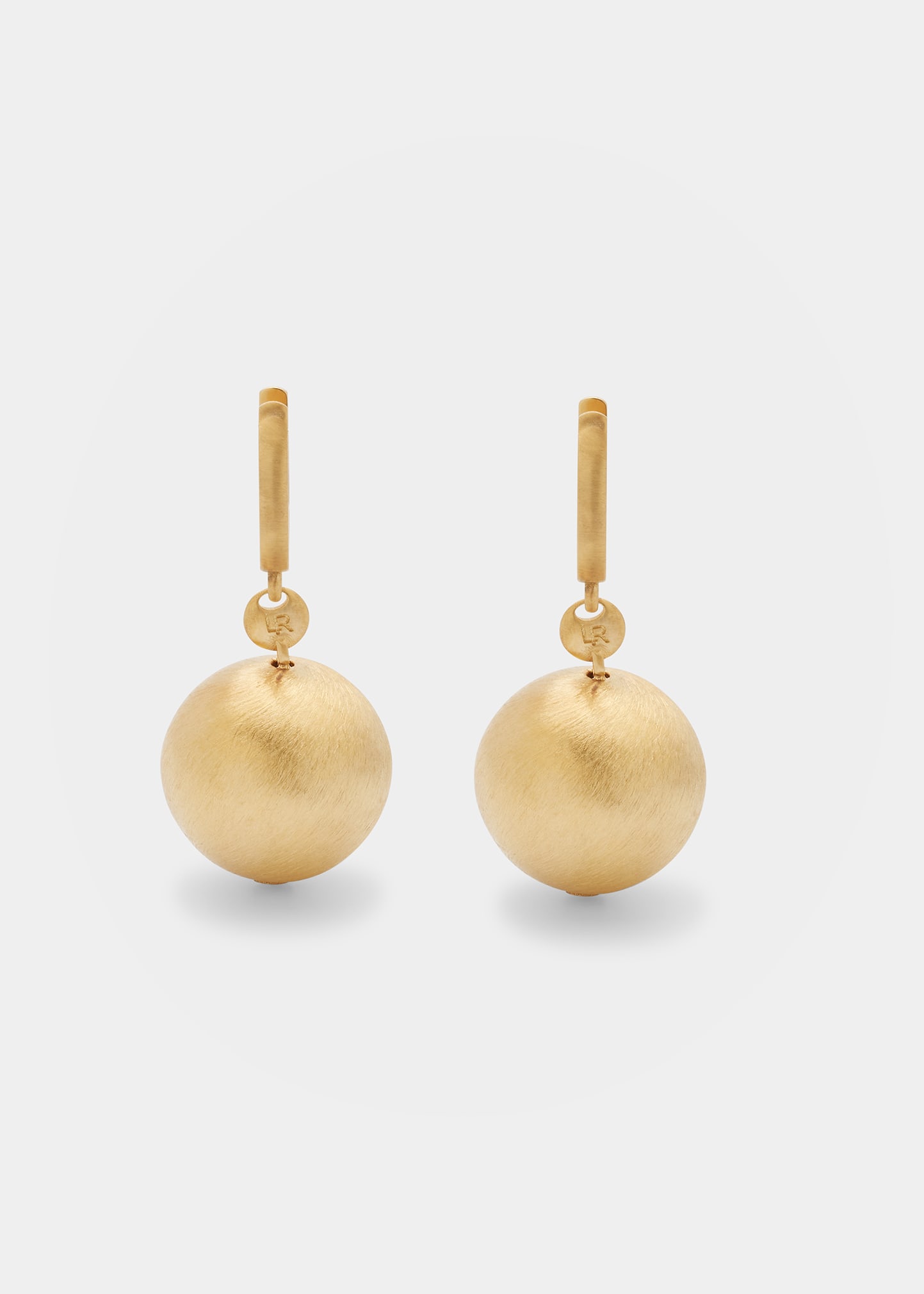 14K Brushed Gold Sphere Earrings
