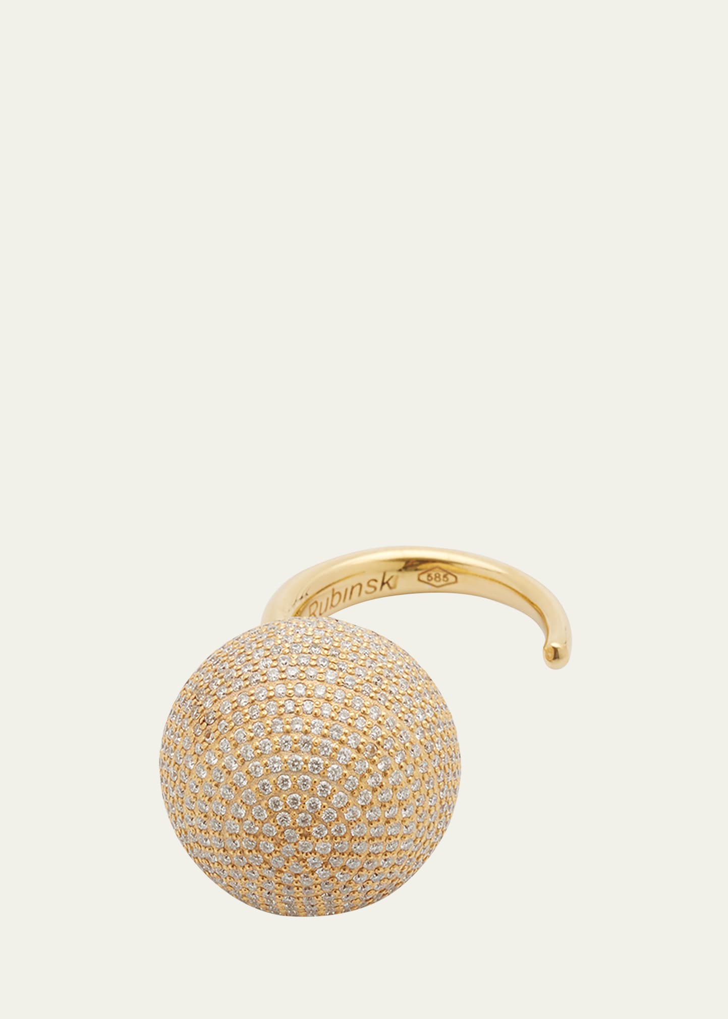 14K Yellow Gold and Diamond Sphere Open Ring
