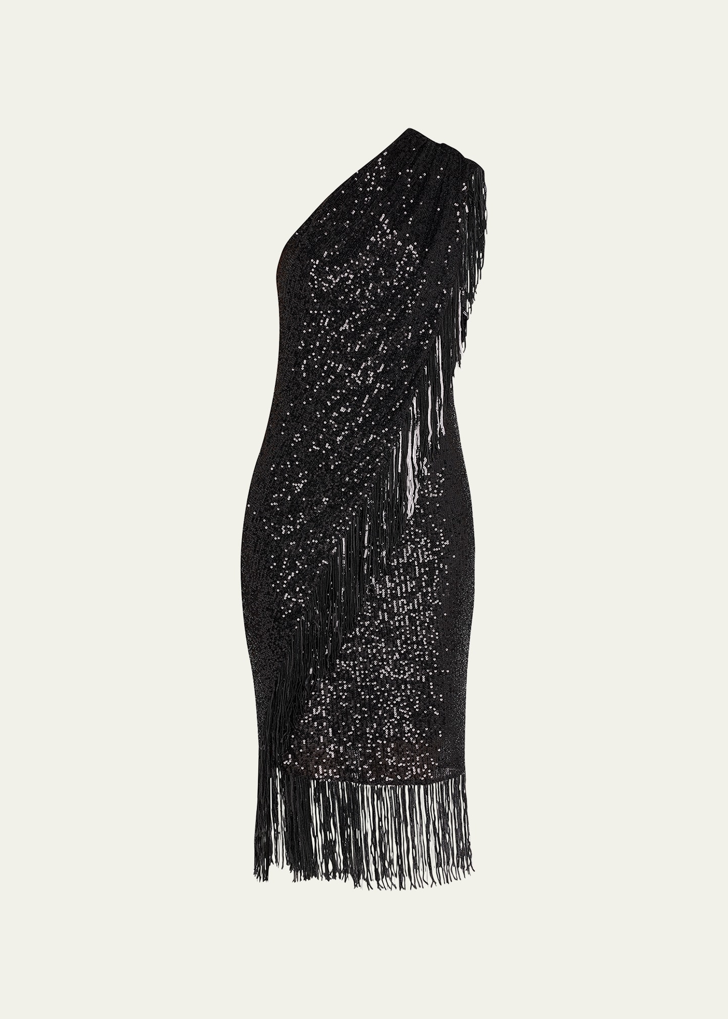 Badgley Mischka Collection Sequin Fringe Midi Dress