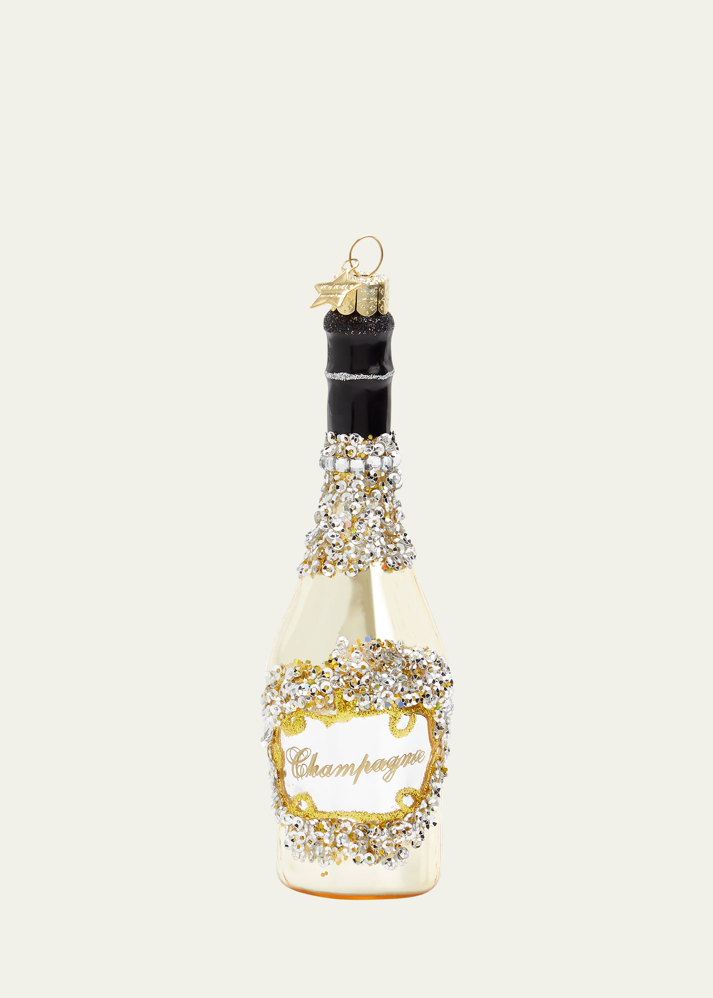 Vondels Golden Champagne Christmas Ornament