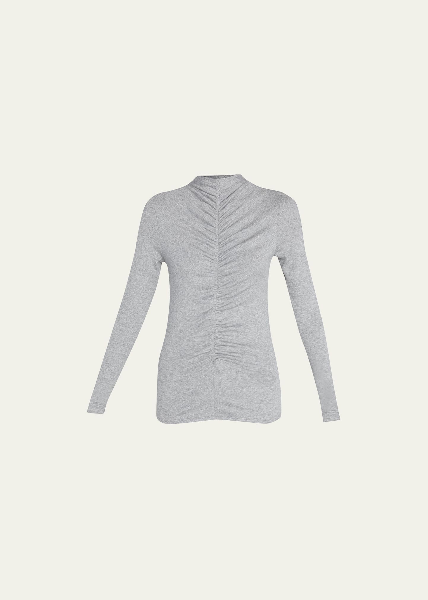 Veronica Beard Jeans Theresa Knit Ruched Turtleneck In Heather Grey