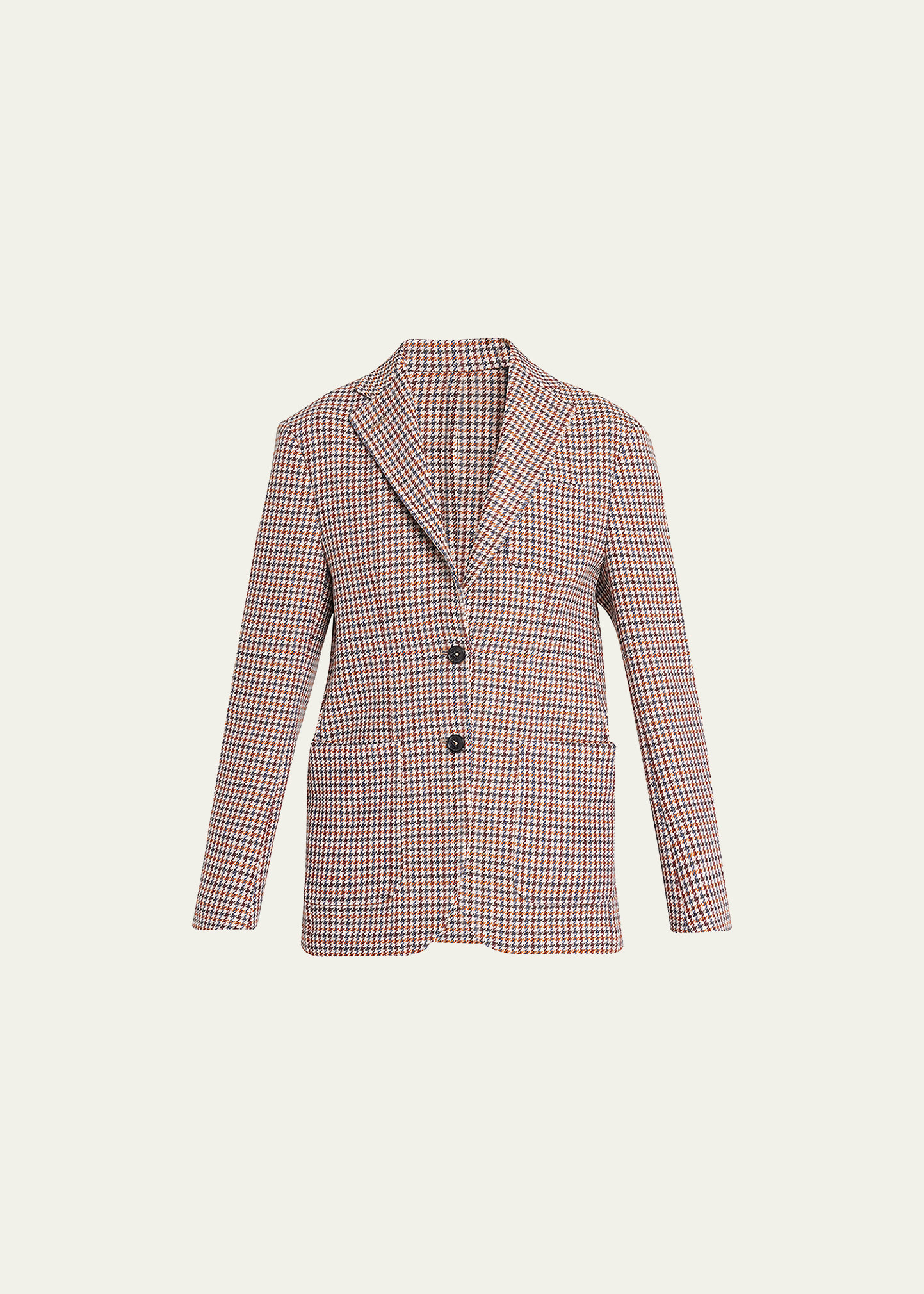 Houndstooth Single-Breasted Wool Jacket