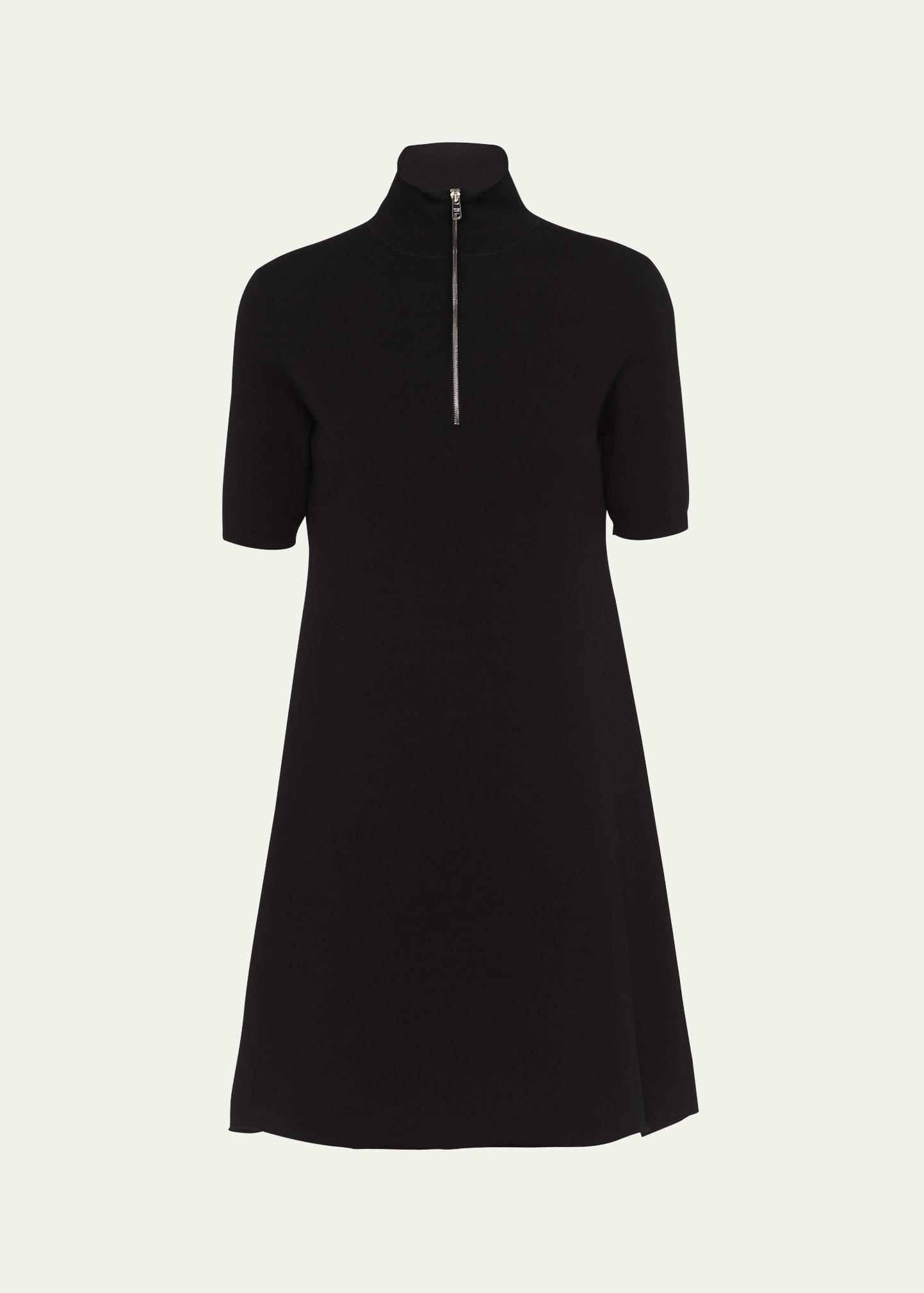 Shop Prada Zip Front Wool Mini Dress In F0002 Nero