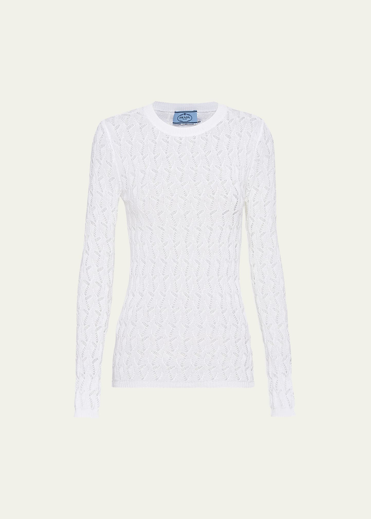 Prada Open-weave Cotton Slim Top In F0008 Bleu