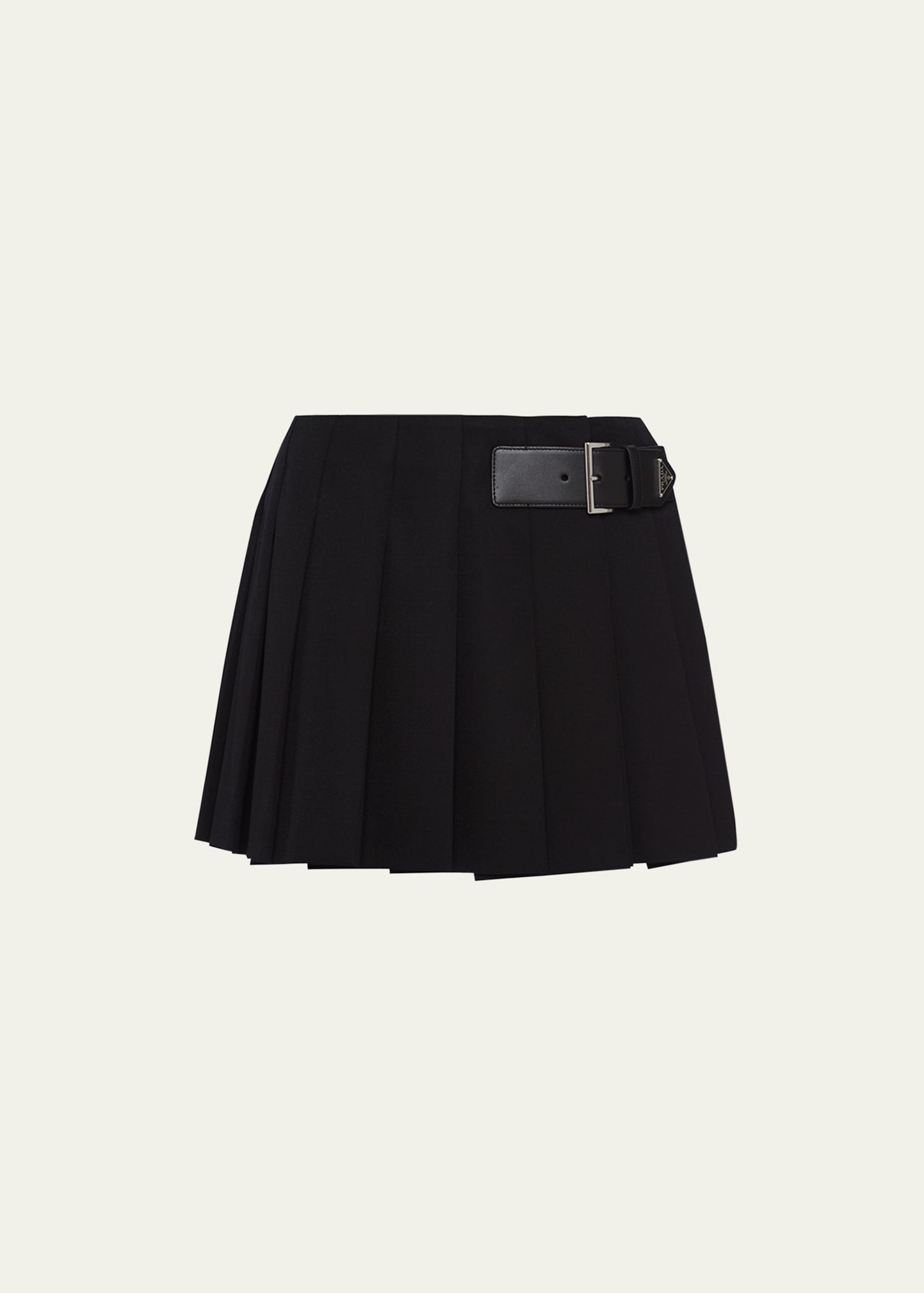 PRADA GABARDINE PLEATED MINI SKIRT