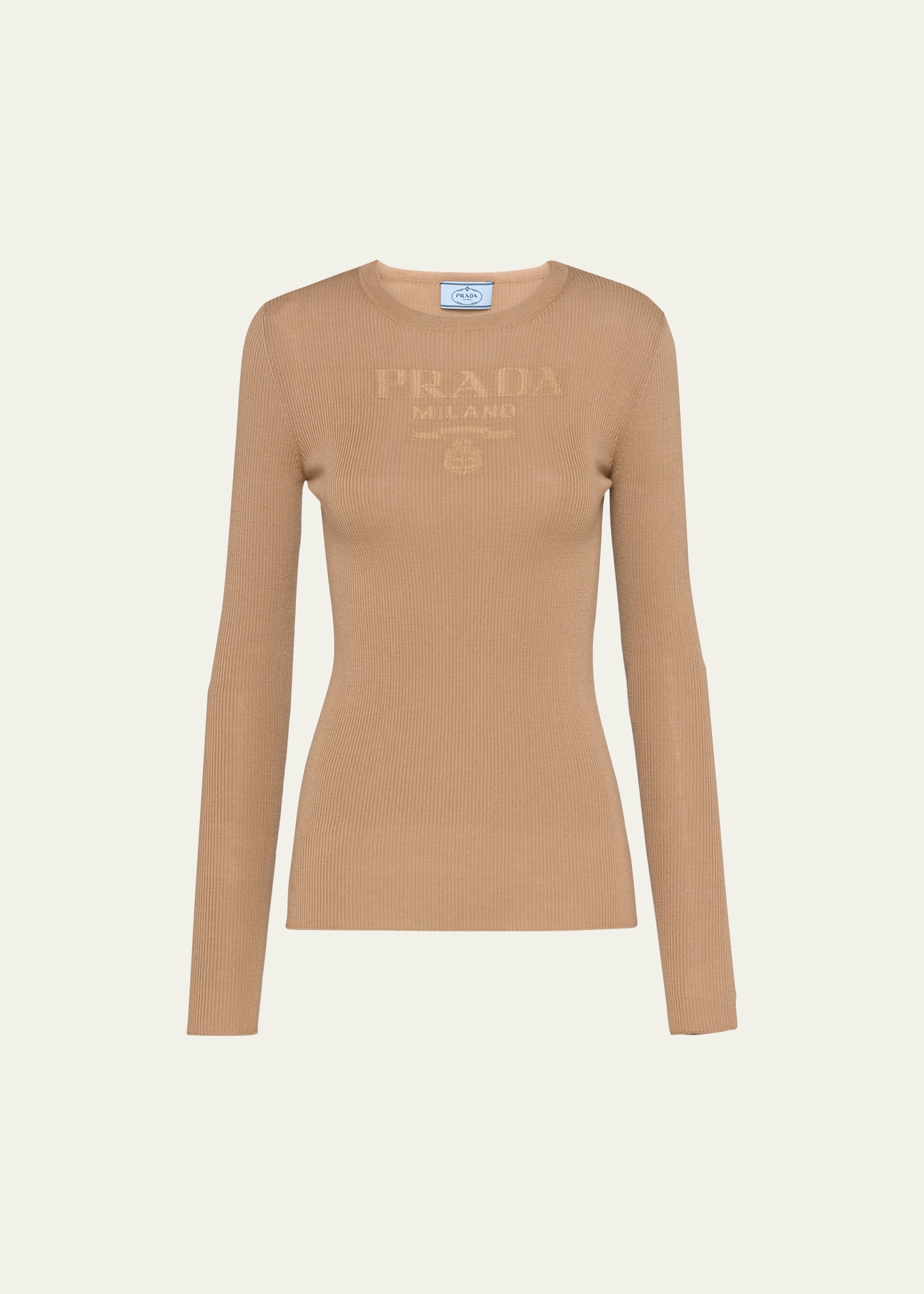 Prada Logo Superfine Wool-blend Knit Top In F0002 Nero