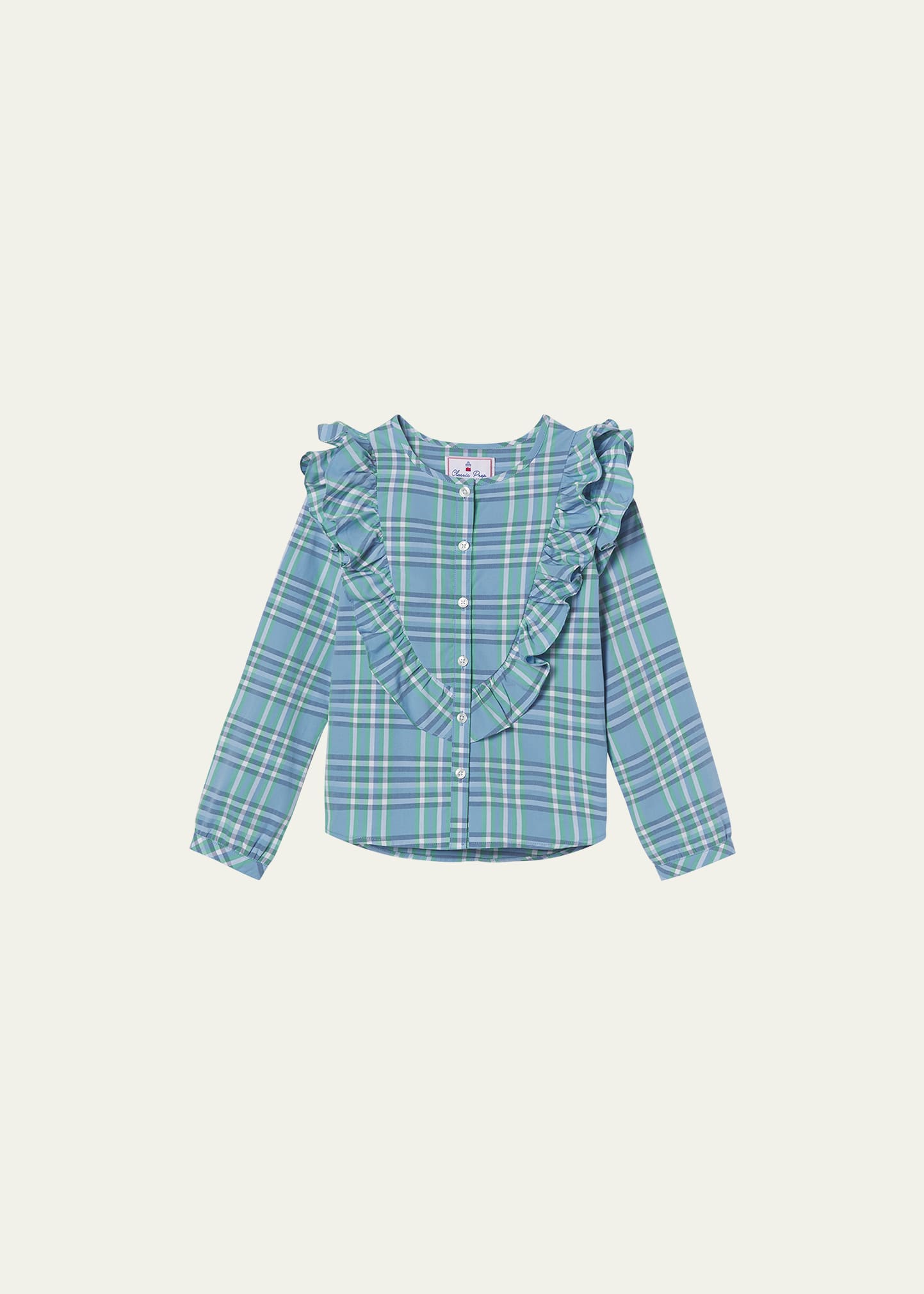Classic Prep Childrenswear Girl's Plaid Gemma Ruffle Blouse, Size 3-14