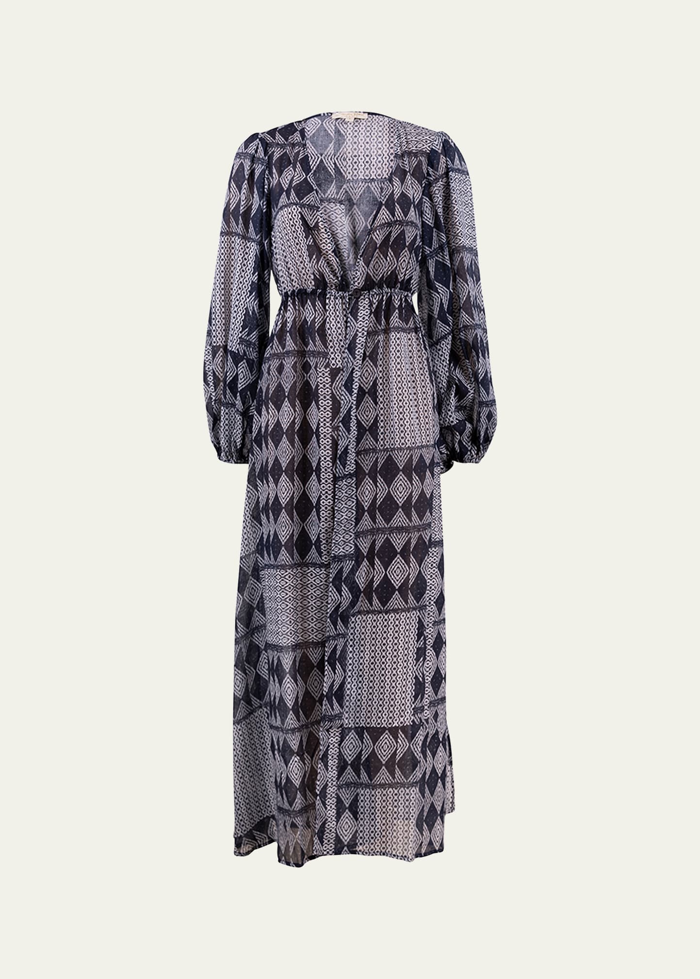 Trish Printed Blouson-Sleeve Duster