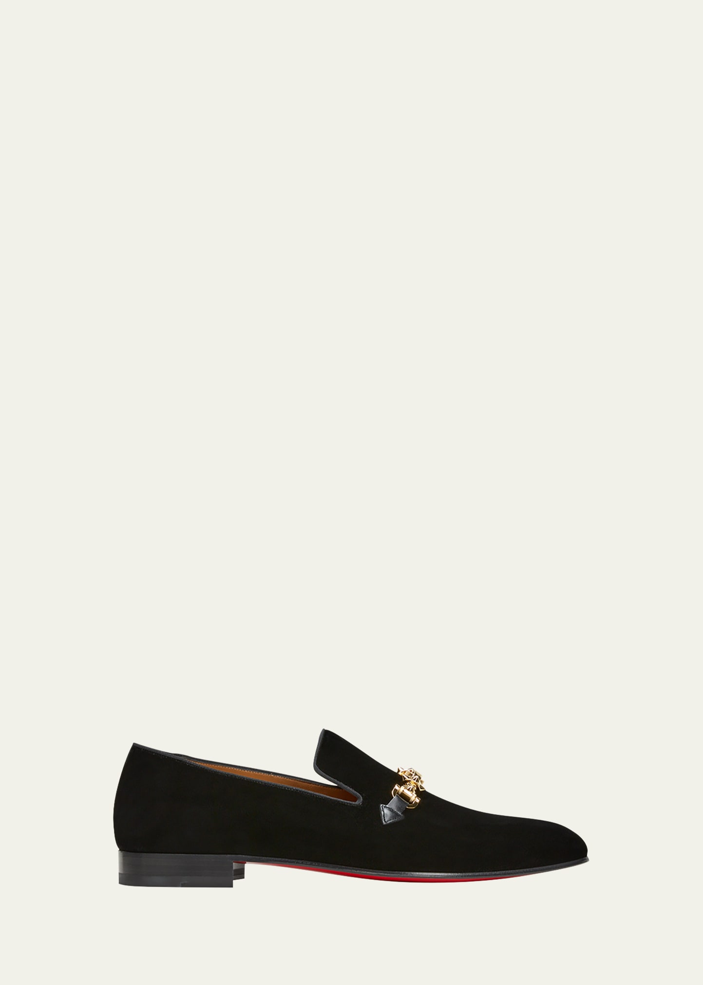 Christian Louboutin Equiswing Velvet Loafers In Black/dorado