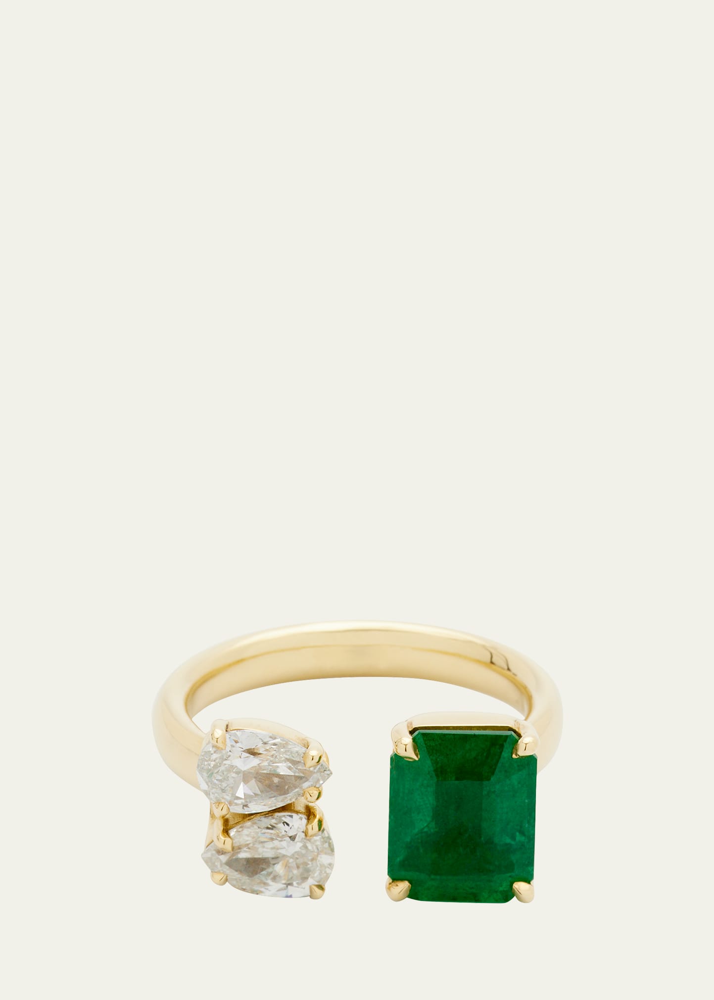Jemma Wynne 18k Yellow Gold Diamond & Emerald Open Ring