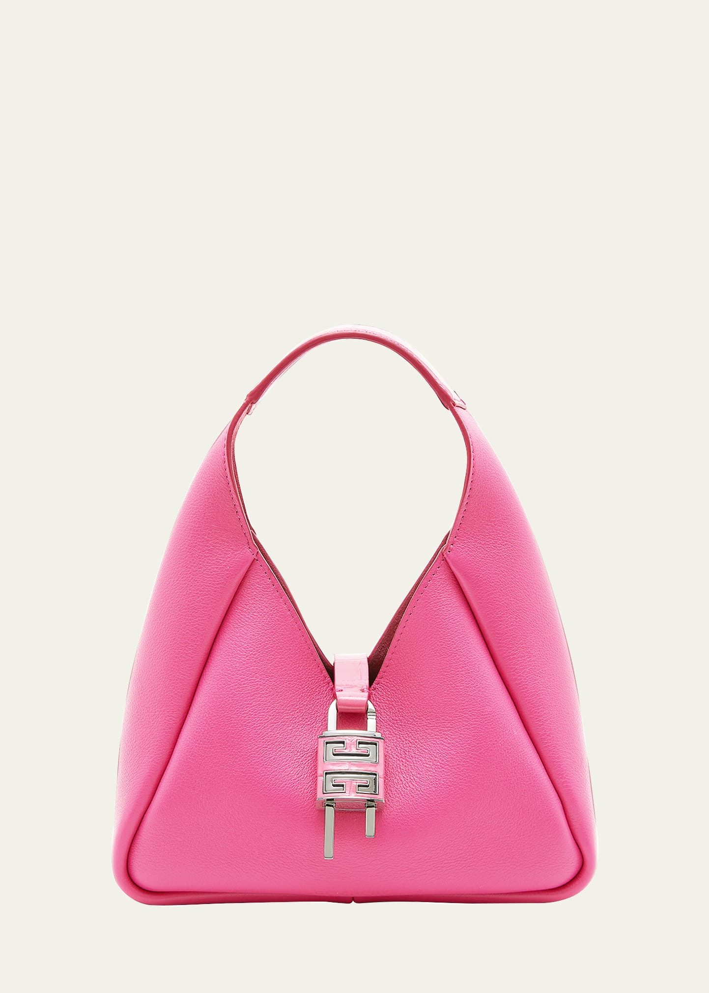 Givenchy Mini Padlock Hobo Bag In Calf Leather In 652 Neon Pink