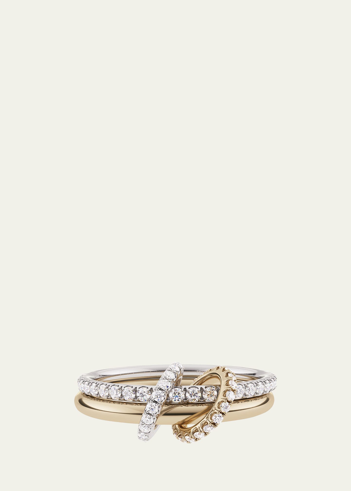 Ceres Gold Two-Linked Ring in 18K Yellow and White Gold with Pave-Set Diamonds