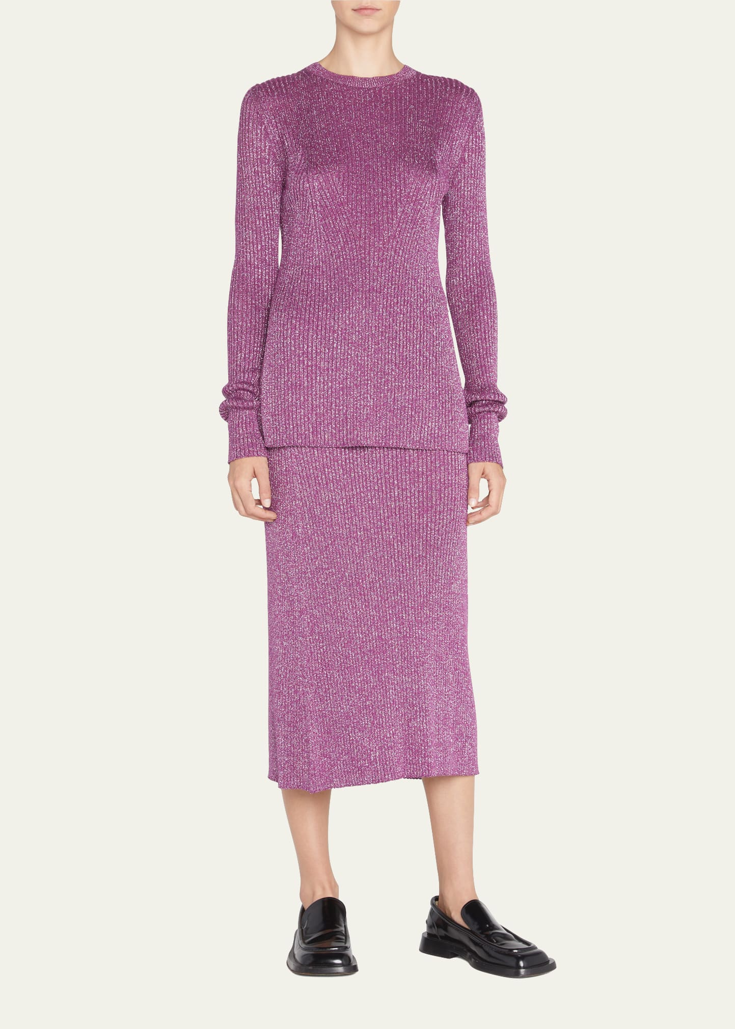 Textured Sweater Midi Skirt